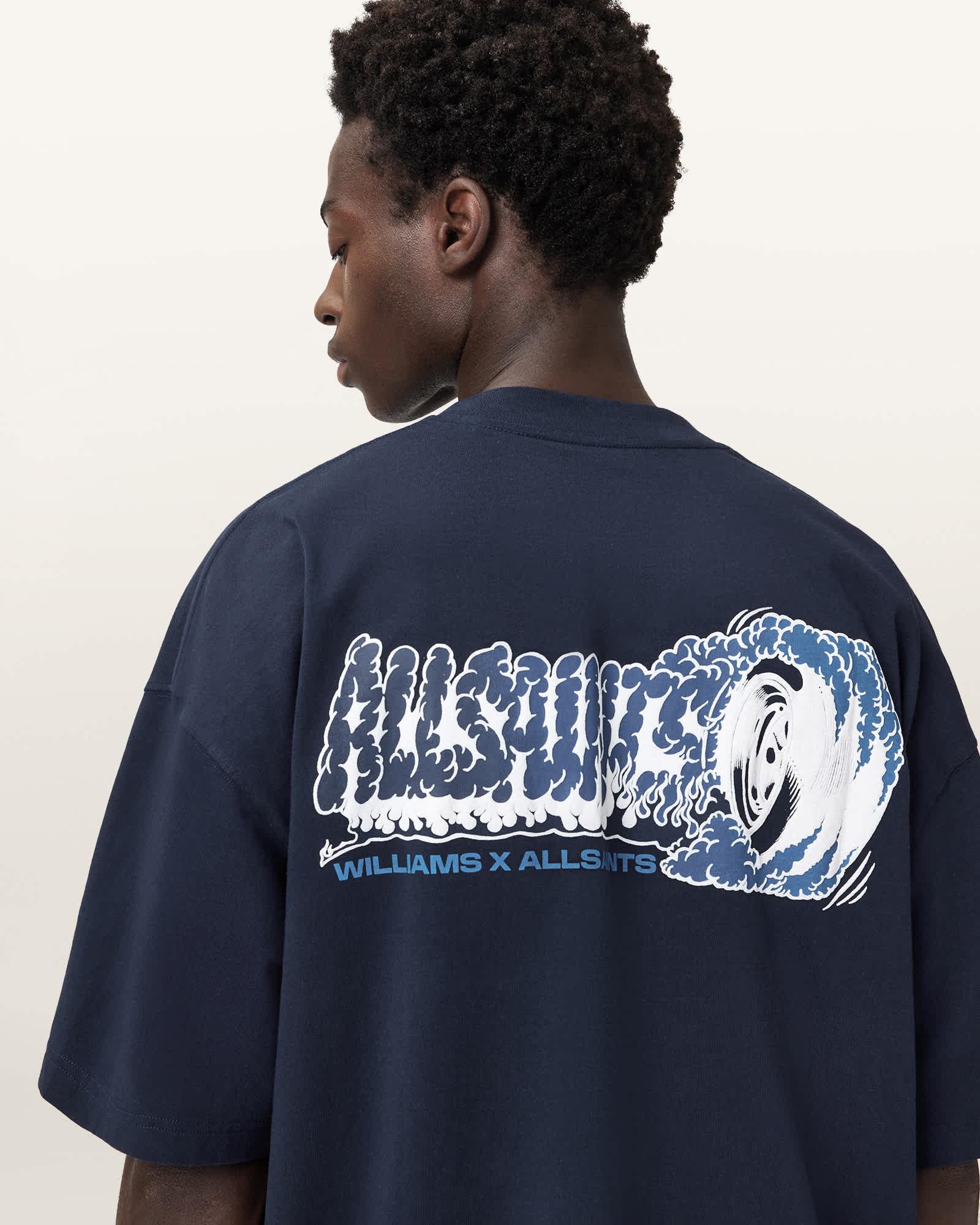 Williams X AllSaints Burnout Crew Neck T-Shirt WILLIAMS BLUE | ALLSAINTS US Product Image