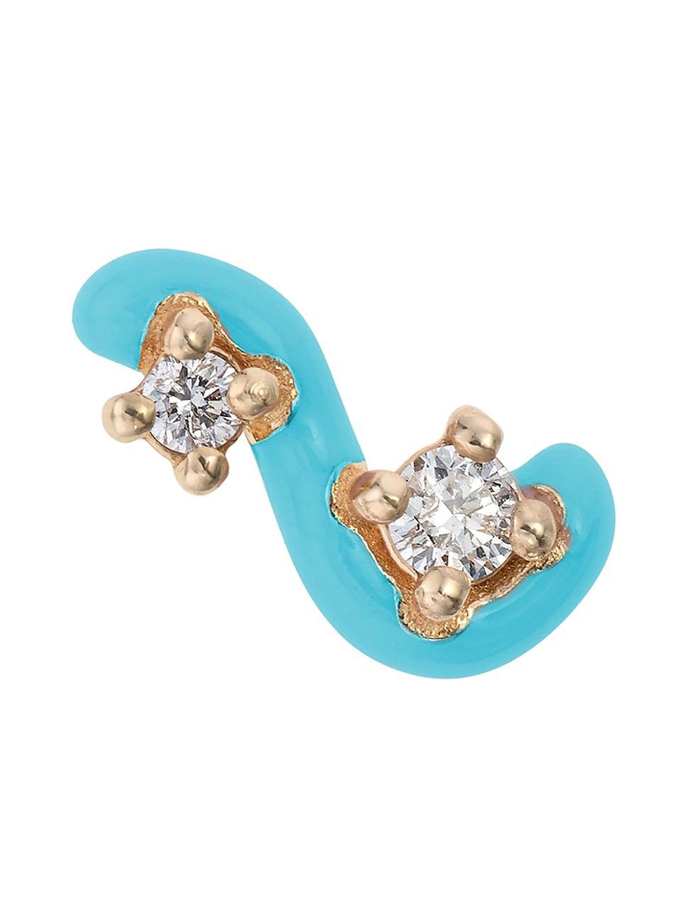 Womens Loop Goldtone, Enamel & 0.05 TCW Diamond Single Mini Stud Earring Product Image