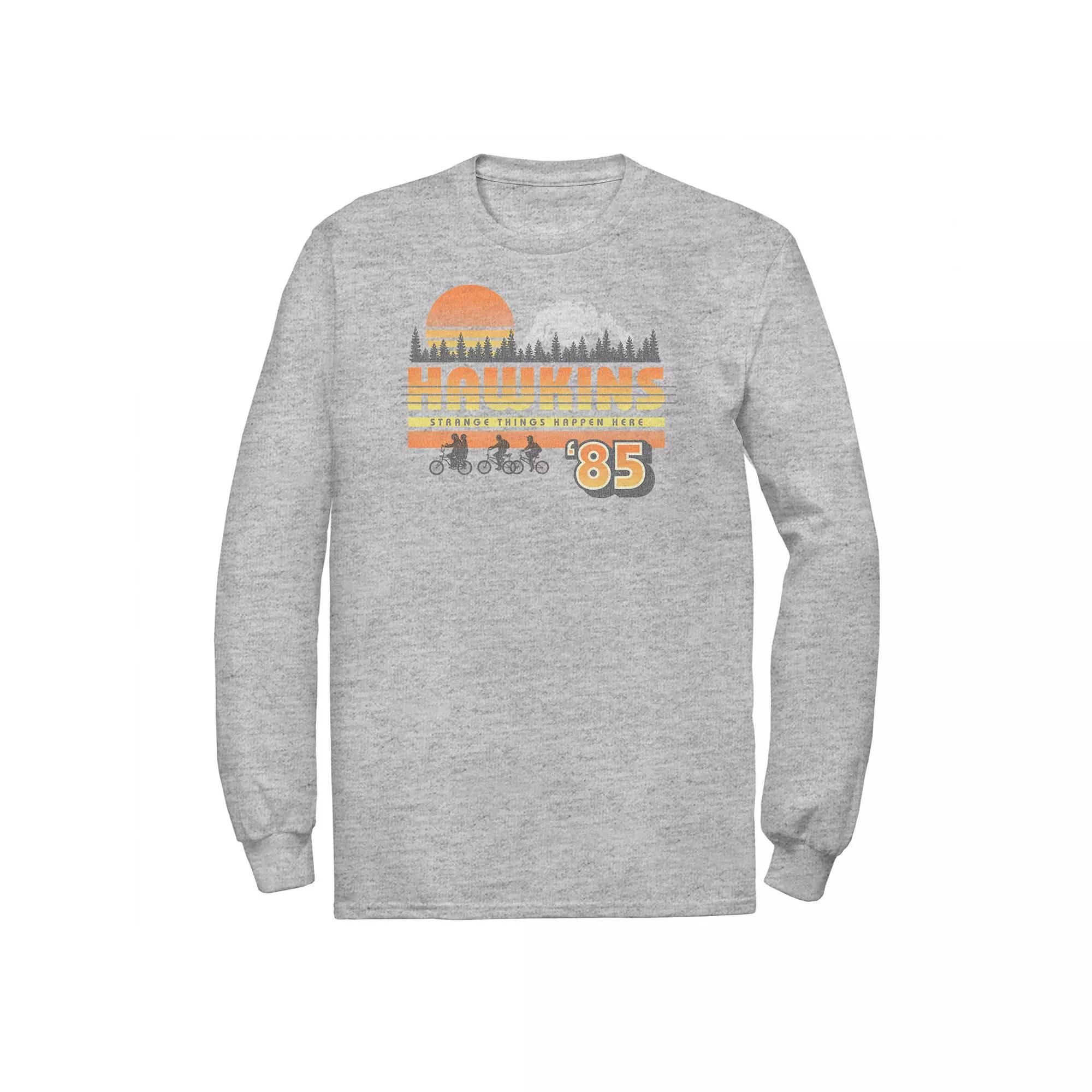 Big & Tall Stranger Things Hawkins Sunset Landscape Long Sleeve Graphic Tee, Men's, Size: 4XL Tall, Athletic Grey Product Image