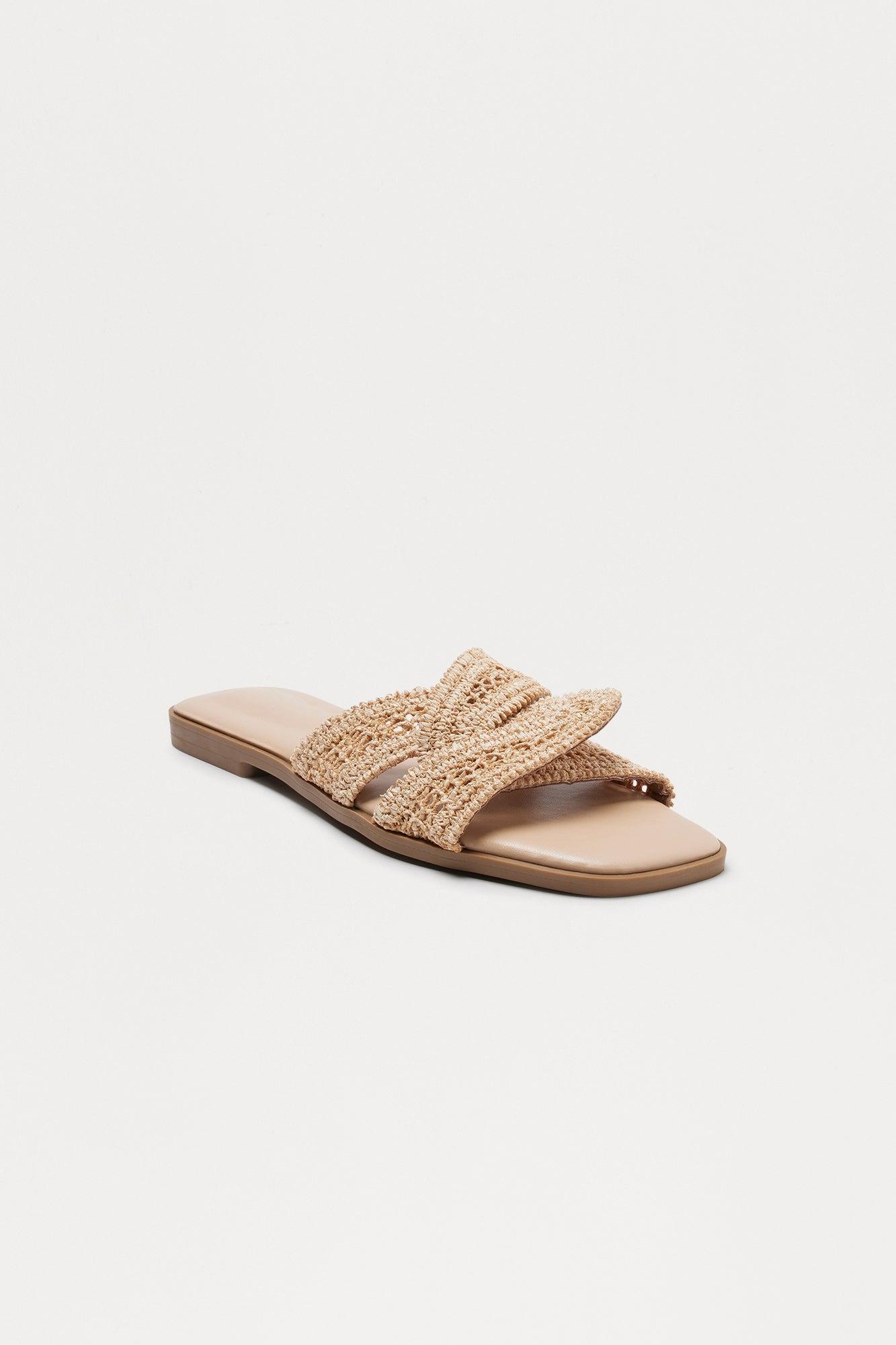 Pebblestone Raffia Sandals - Nude Product Image