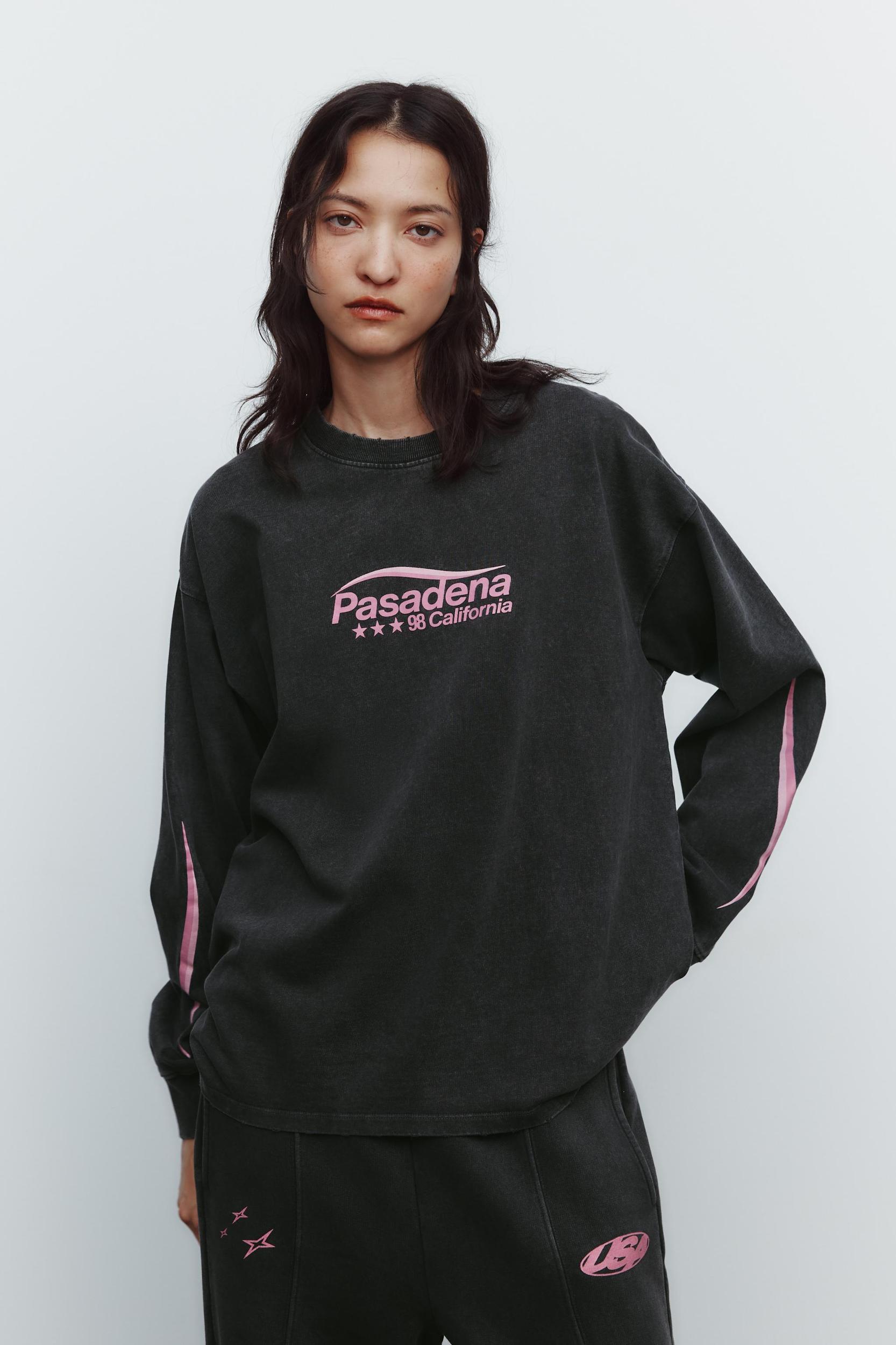 WASHED EFFECT T-SHIRT WITH SLOGAN Product Image