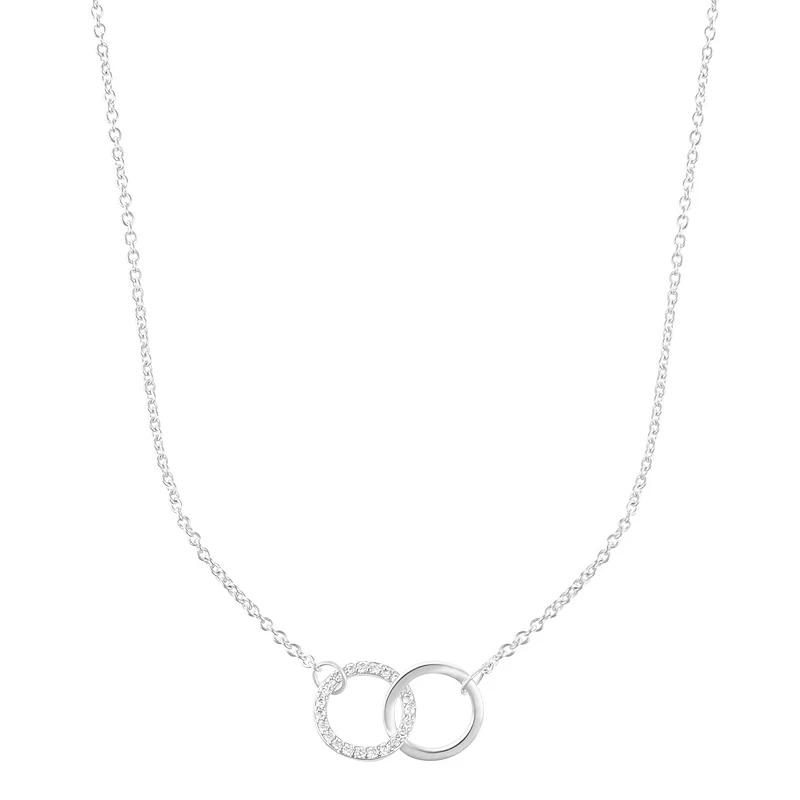 Adornia Cubic Zirconia Interlocking Circle Necklace, Womens Silver Tone Product Image