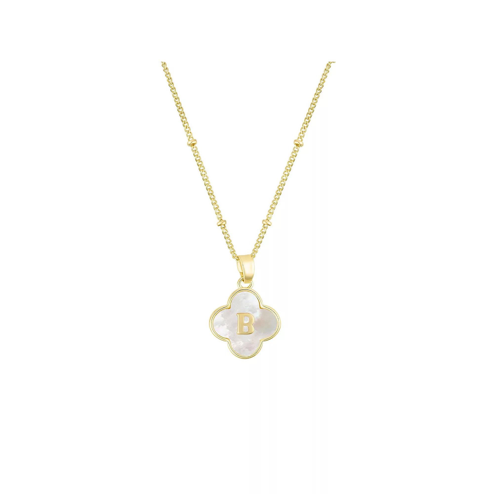Adornia 14k Gold Plated Mother-of-Pearl Initial Clover Necklace, Women's, Size: 16-18" ADJ, B Product Image