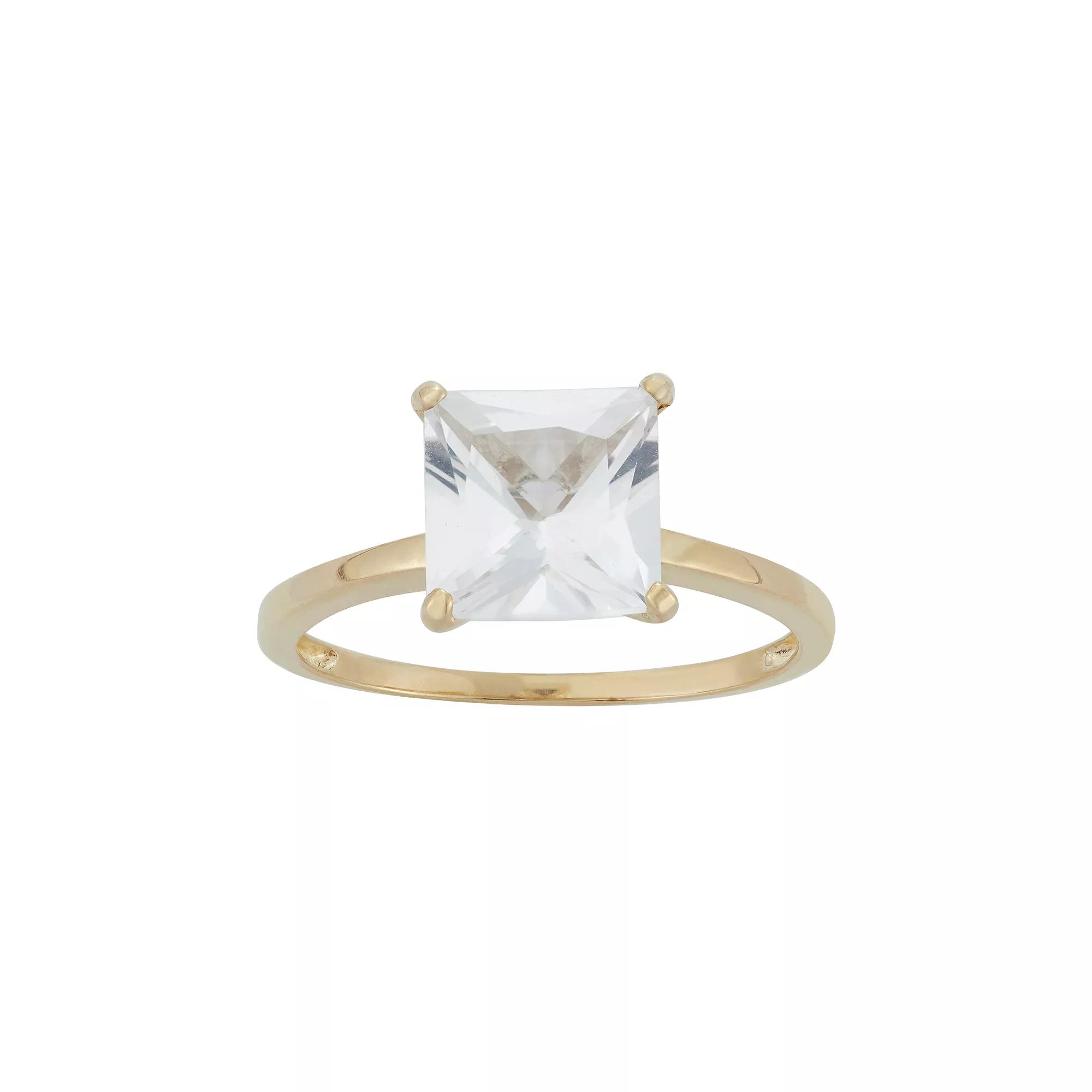 Designs by Gioelli Lab-Created White Sapphire 10k Gold Ring, Women's Product Image