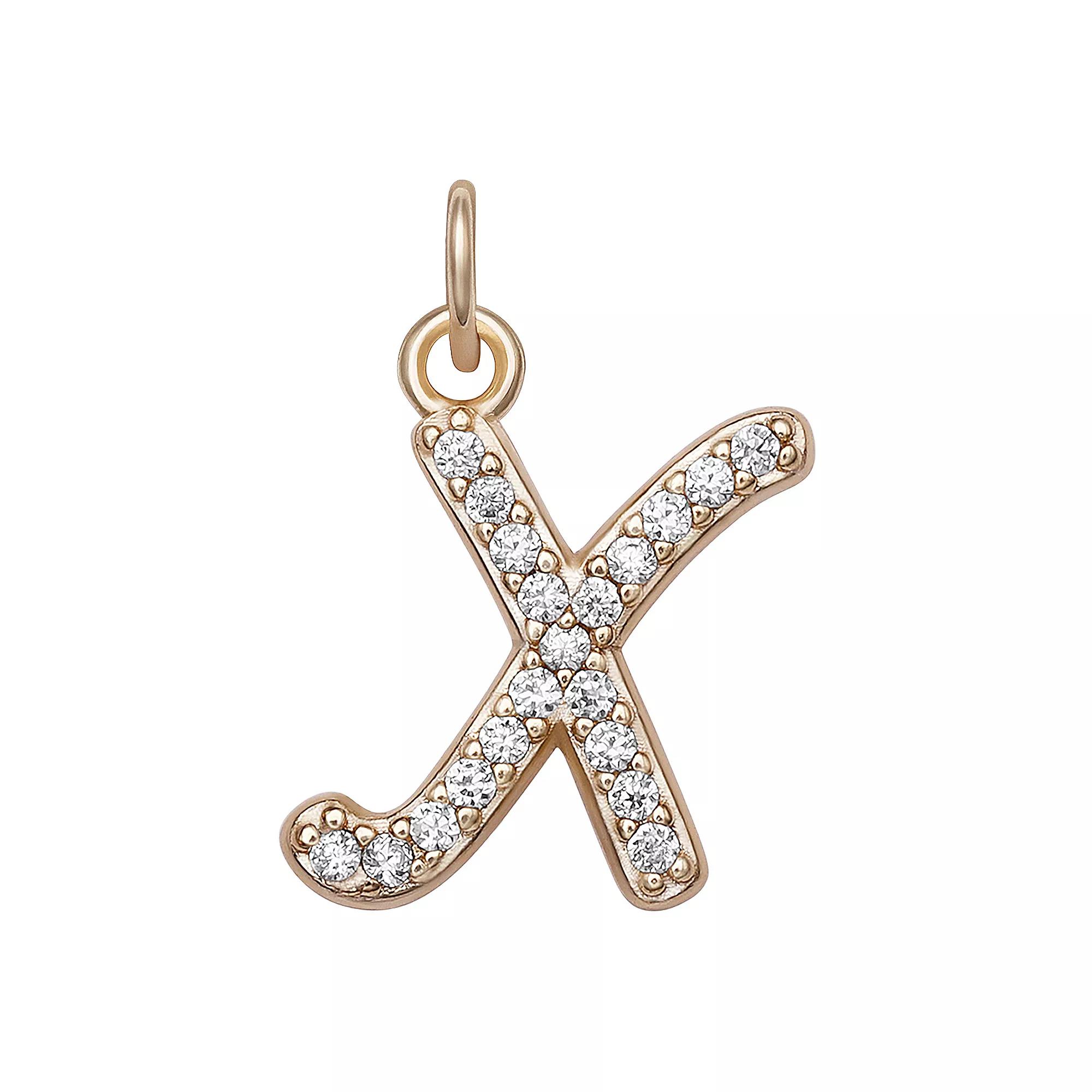 LC Lauren Conrad Sterling Silver Cubic Zirconia Initial Charm, Womens, Gold Tone O Product Image
