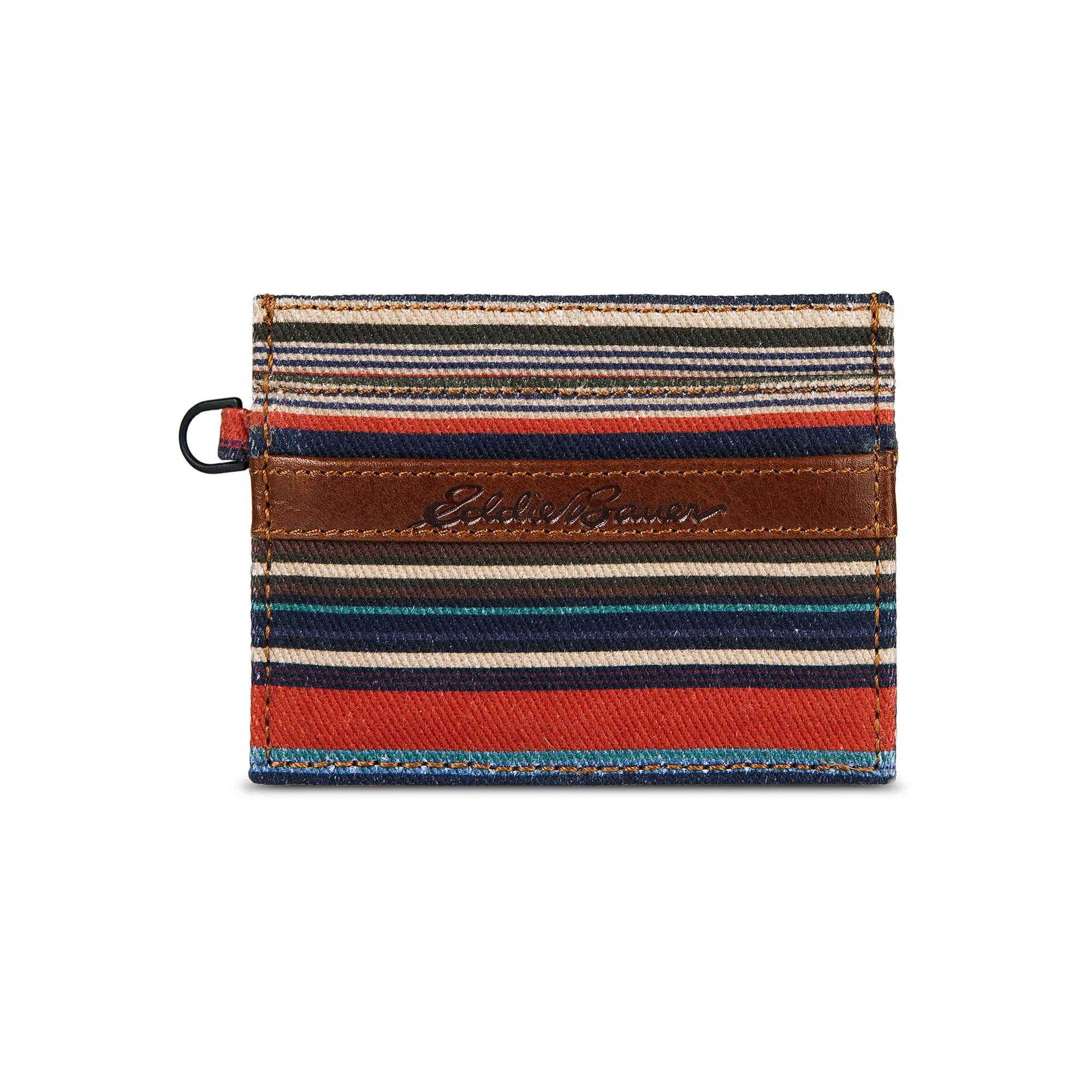 Men's Eddie Bauer Pioneer Leather Canvas Card Case, Multi Product Image