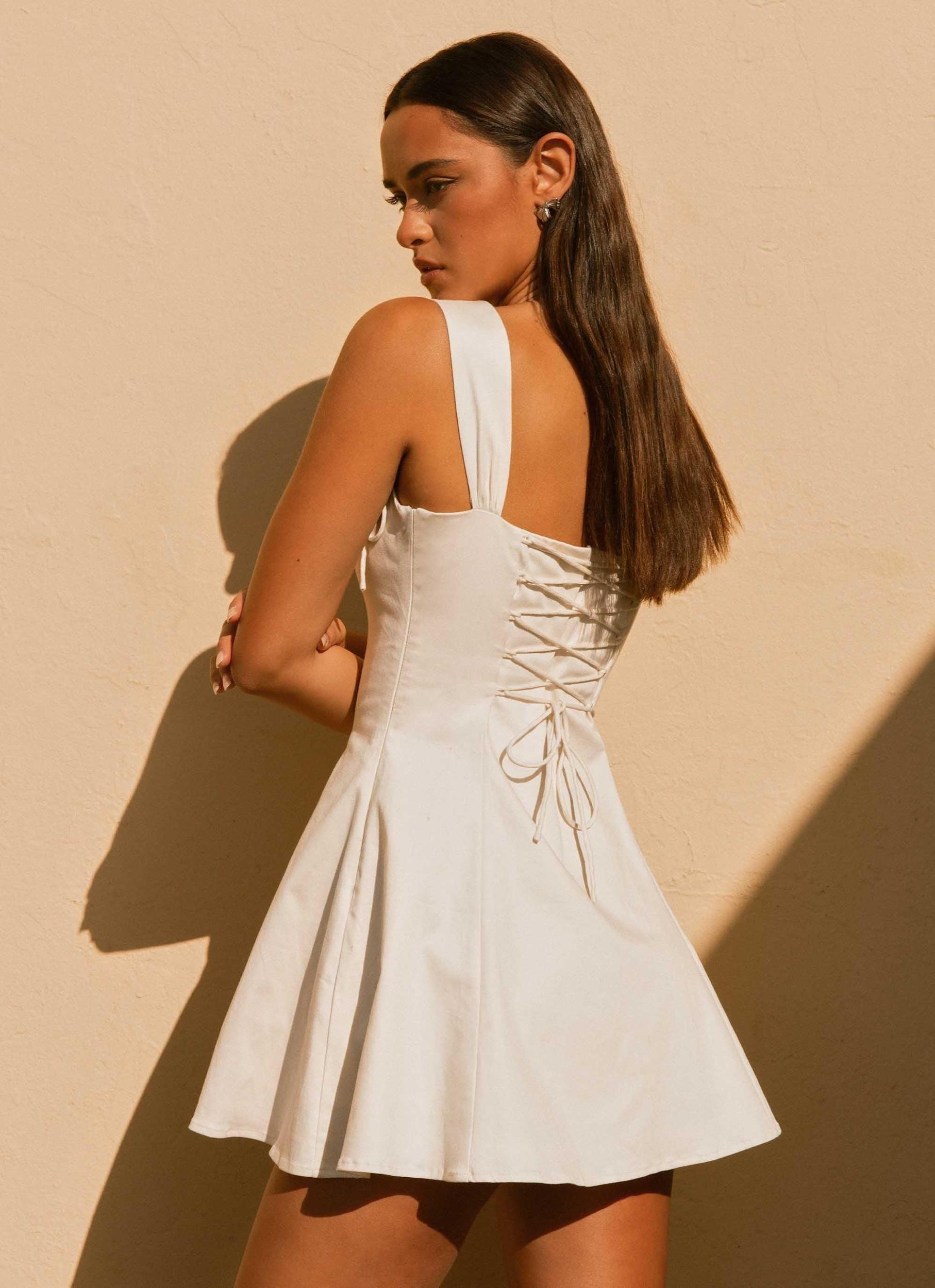 Jamaya Tie Mini Dress - Ivory Product Image