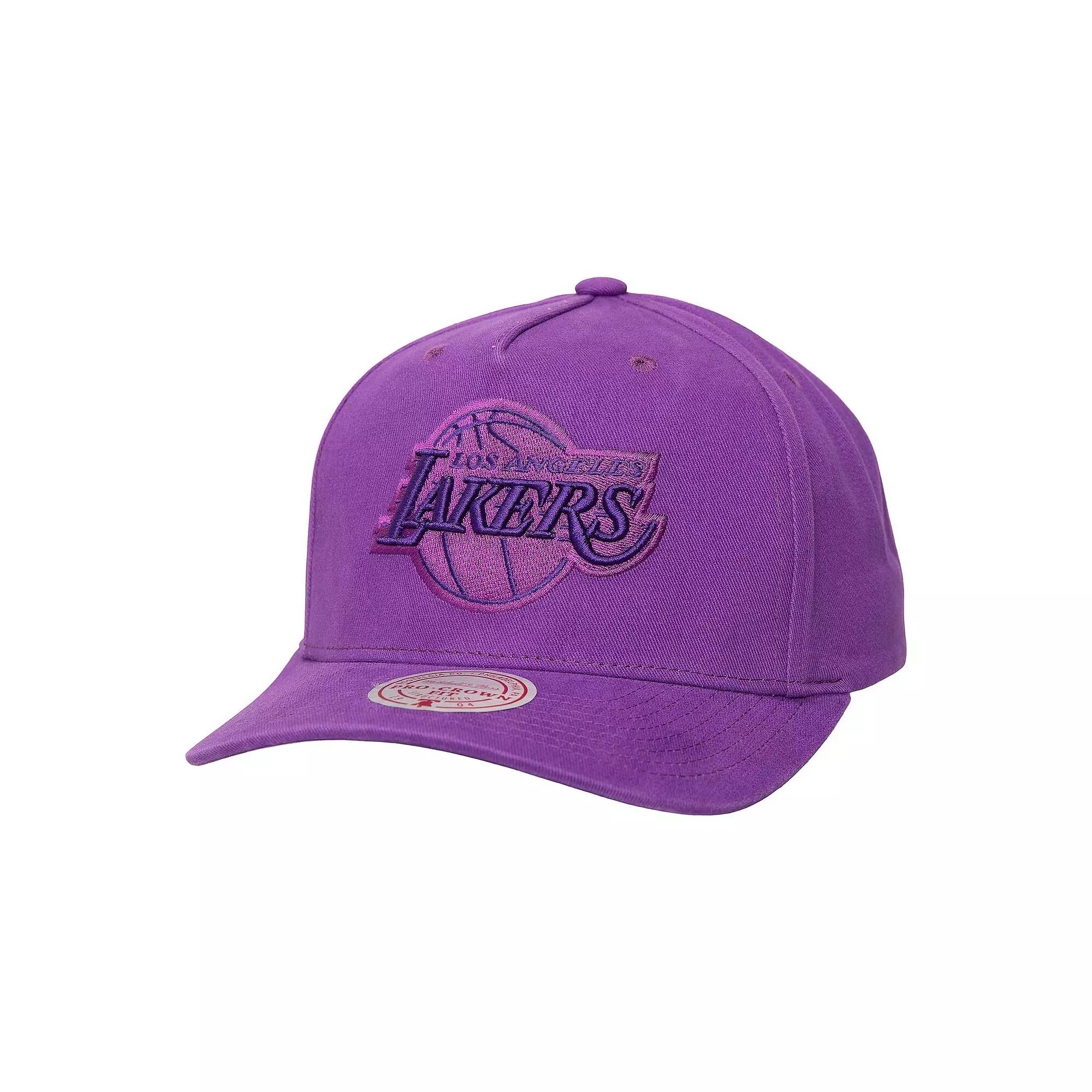 Men's Mitchell & Ness Purple Los Angeles Lakers Washed Out Tonal Logo Snapback Hat Product Image