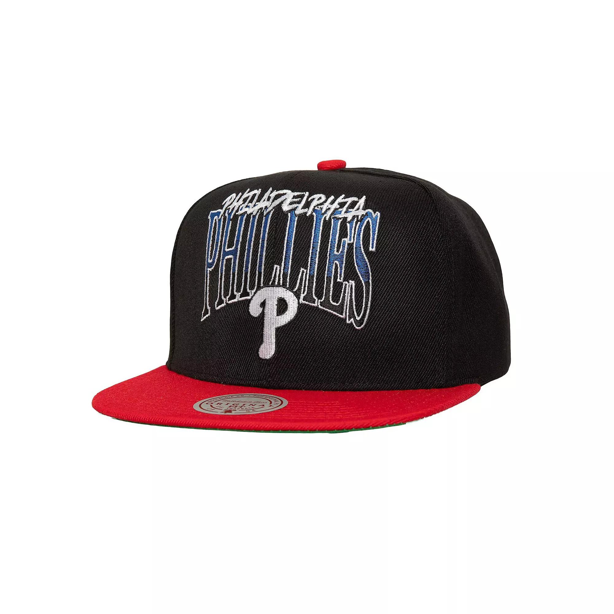 Men's Mitchell & Ness Black Philadelphia Phillies Rise Up Snapback Hat Product Image