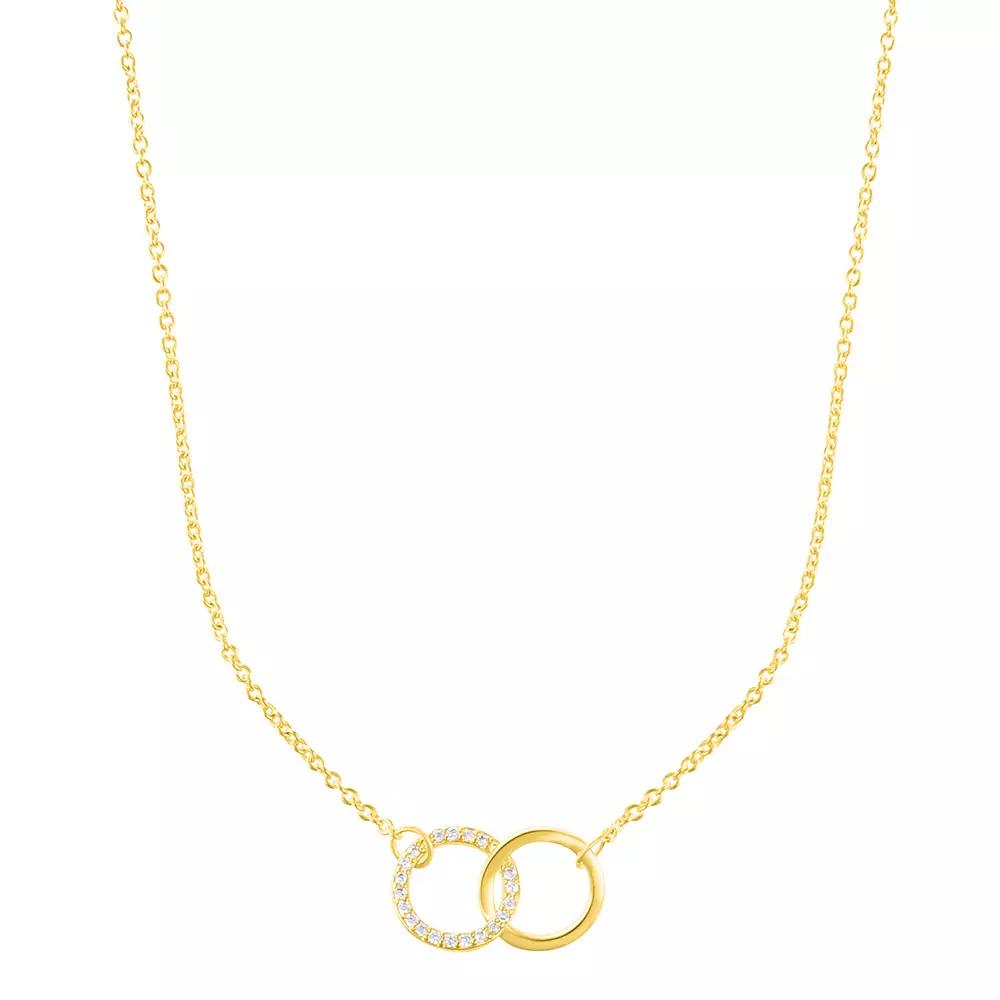 Adornia Cubic Zirconia Interlocking Circle Necklace, Womens Gold Tone Product Image