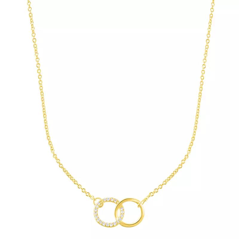 Adornia Cubic Zirconia Interlocking Circle Necklace, Womens Gold Tone Product Image