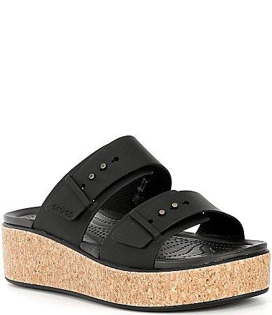 Crocs Womens Brooklyn Cork Buckle Low Wedge Sandal Product Image