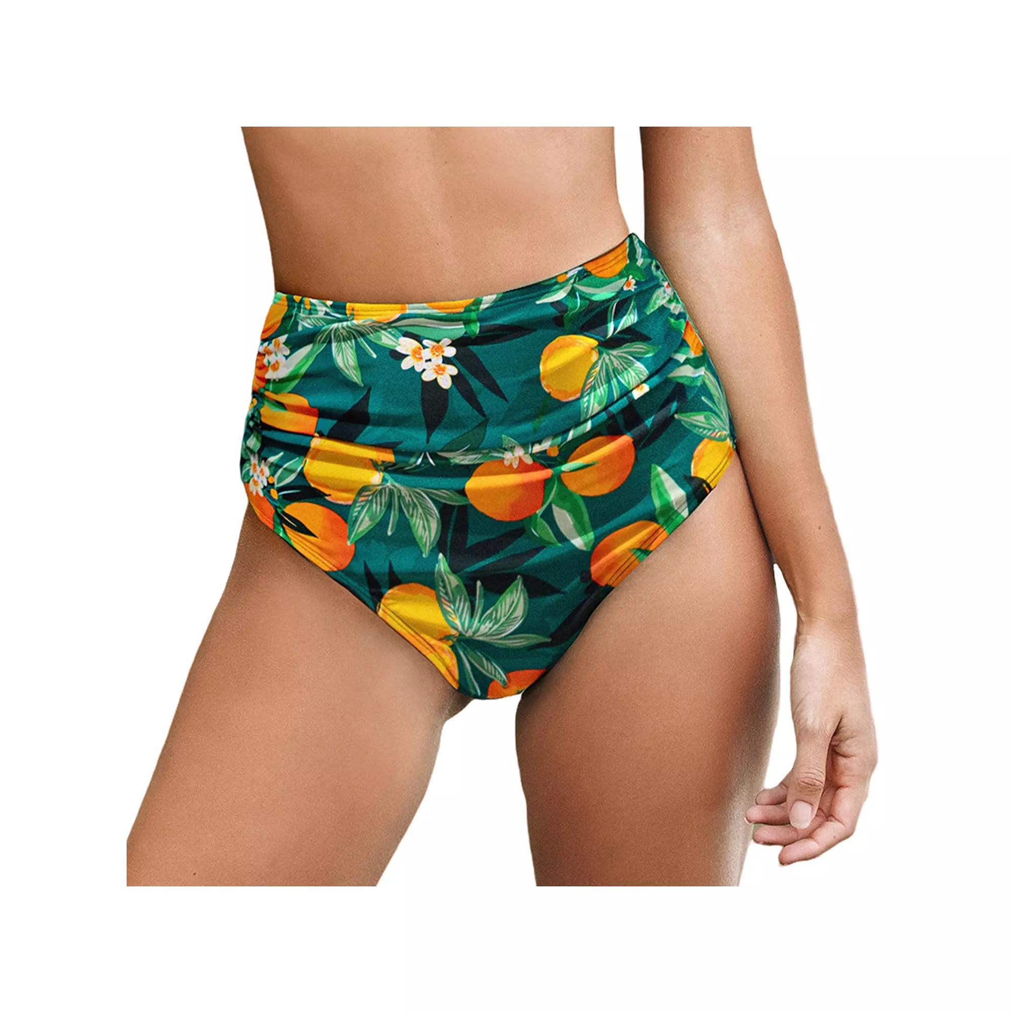 Women's Cupshe Shirred High Waist Bikini Bottoms,  Product Image