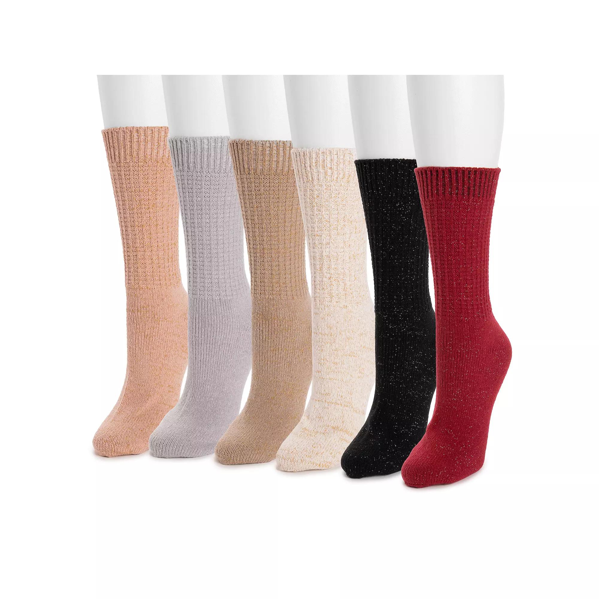 Women's MUK LUKS 6-Pack Dream Step Mini Crew Socks Set, Multi Neps Product Image