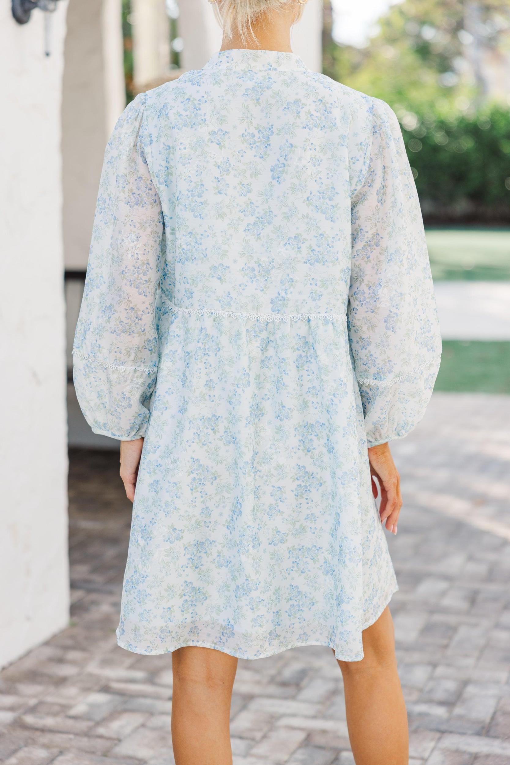 Your Biggest Wish Light Blue Ditsy Floral Dress Female Product Image