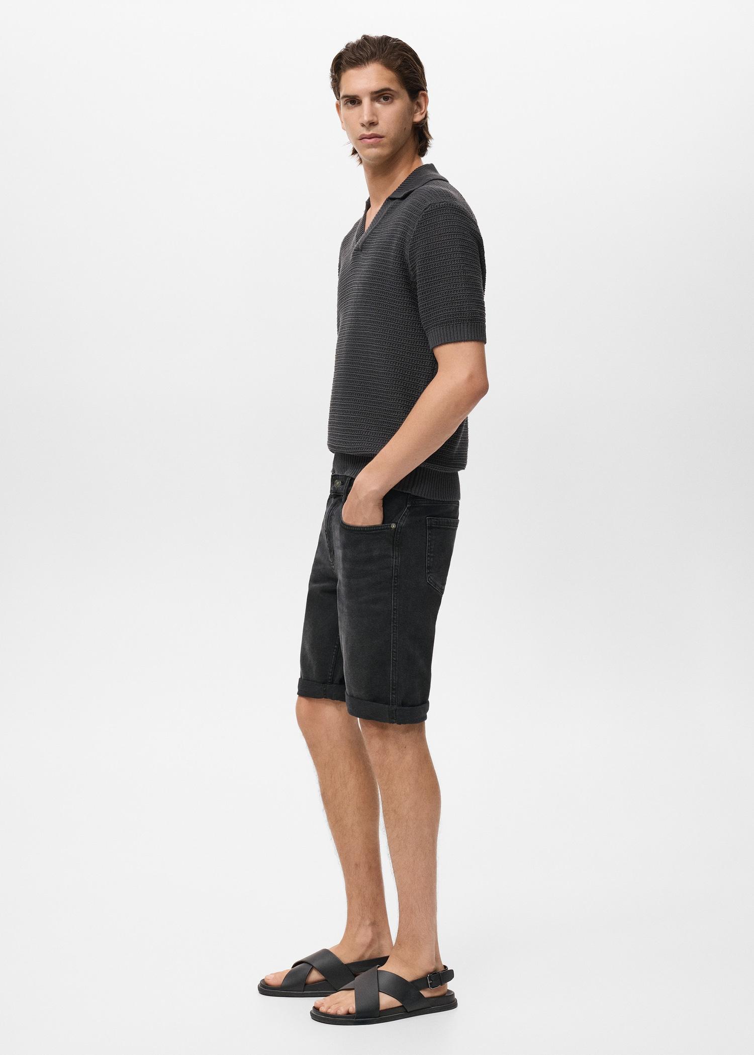 Slim-fit denim bermuda shorts - Men | MANGO USA Product Image