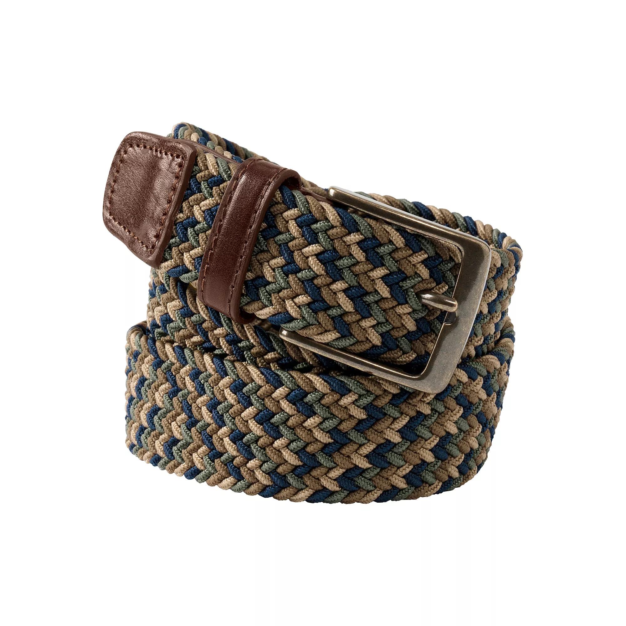 Men's Lands' End Elastic Braid Leather Trim Belt,  Product Image