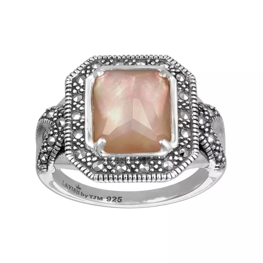 Diamond Splendor Sterling Silver Mother-of-Pearl & Crystal Doublet Ring, Women's, Size: 7, Yellow Product Image