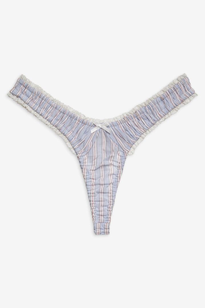 Lakeside Stripe Thong Panty — Blue Product Image