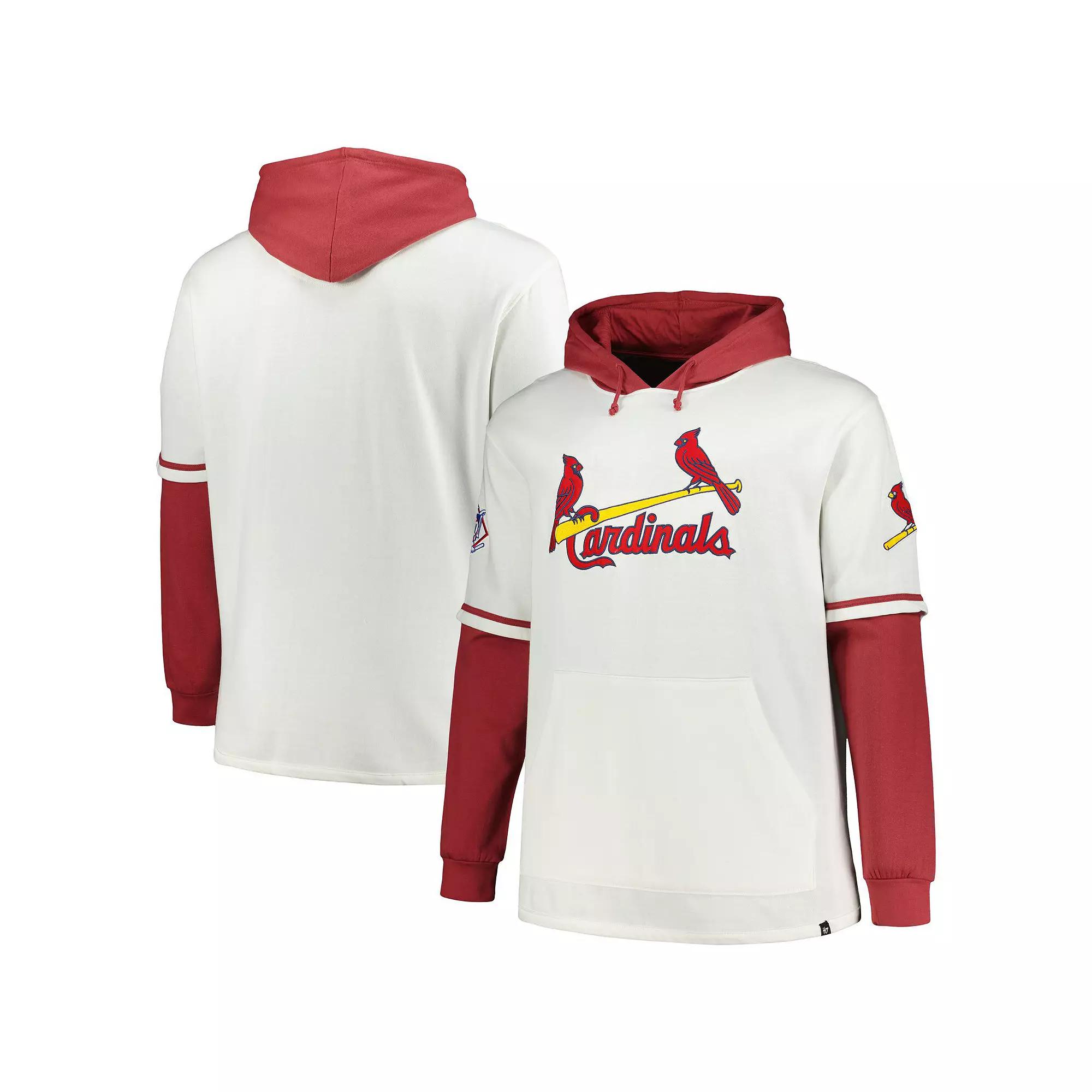 Men's '47 White/Red St. Louis Cardinals Big & Tall Trifecta Shortstop Pullover Hoodie, Size: 3XB Product Image