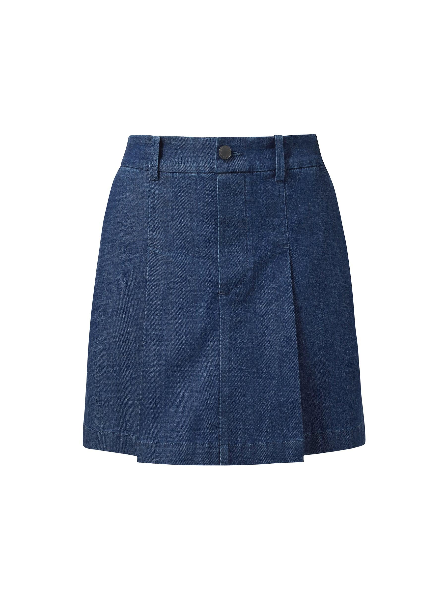 Denim A-Line Pleated Women Culottes Product Image
