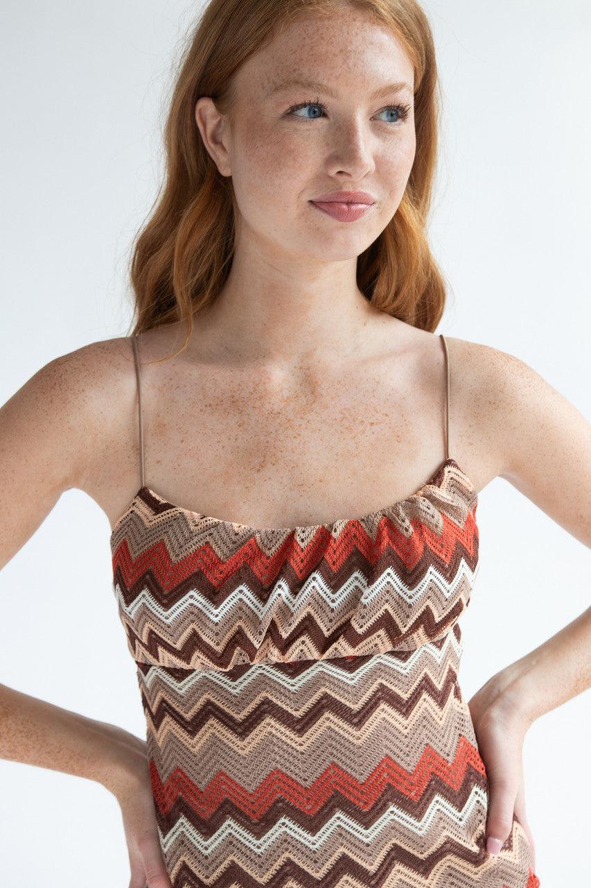 Chevron Crochet Mini Dress Product Image