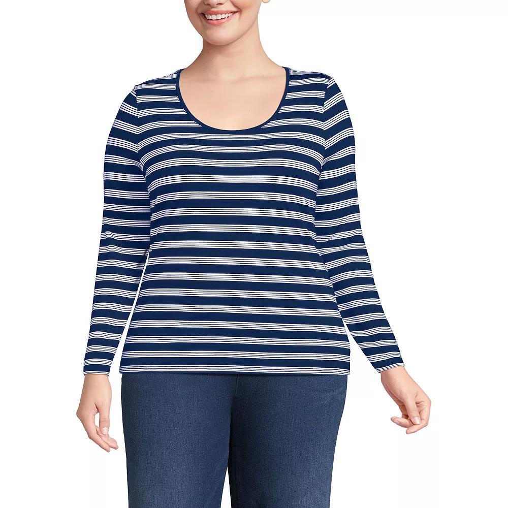 Plus Size Lands' End Lightweight Jersey T-Shirt, Women's, Size: 1XL, Black Product Image