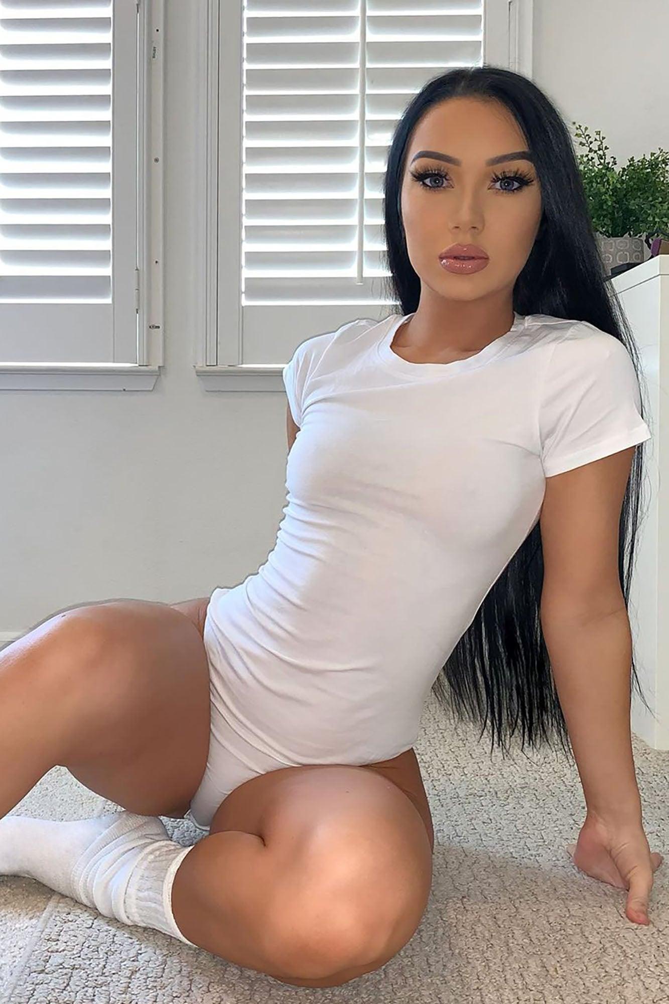 Leanne Crew Neck Bodysuit - White Product Image