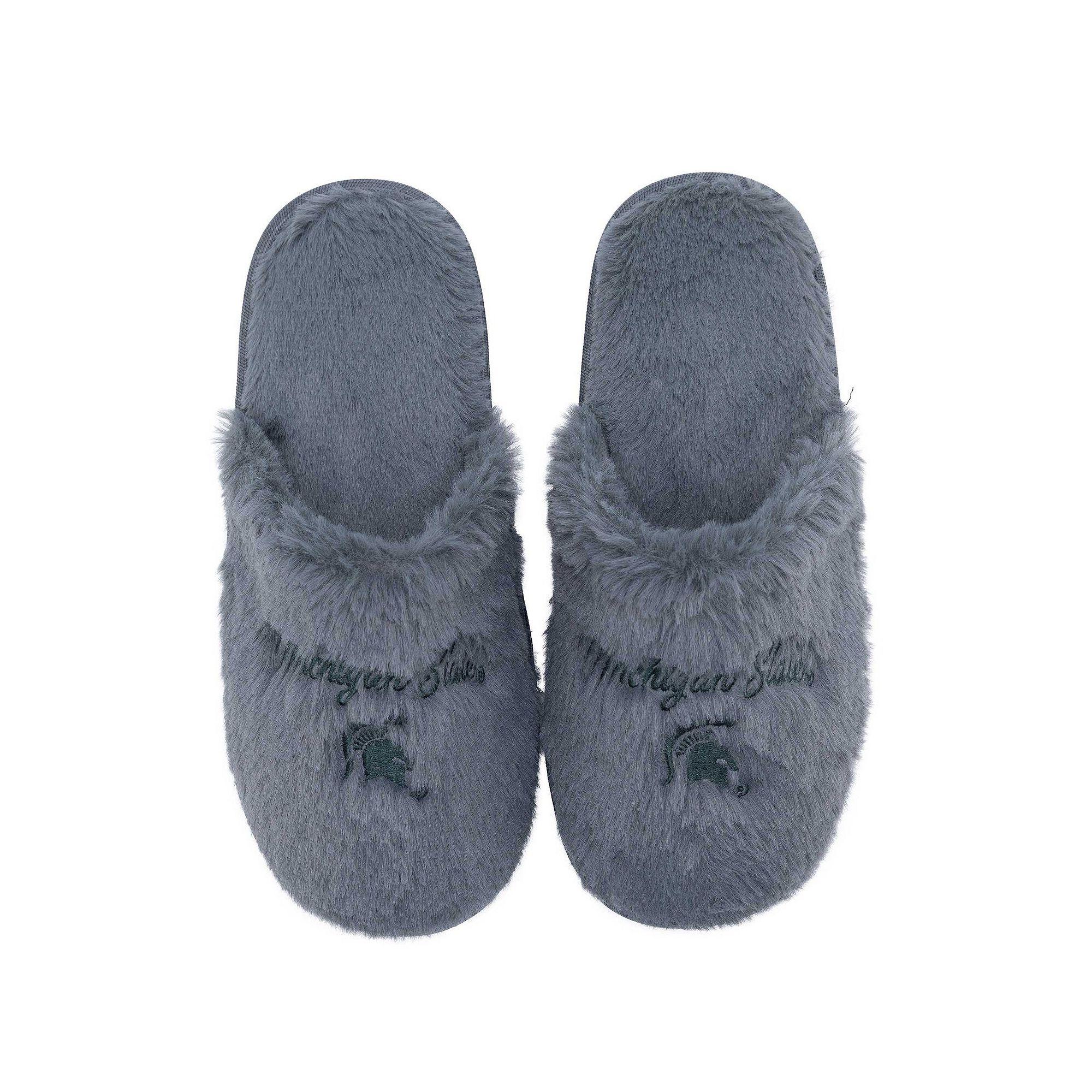 Women's ZooZatz Michigan State Spartans Team Faux Fur Slippers, Size: 5/6, Charco Product Image