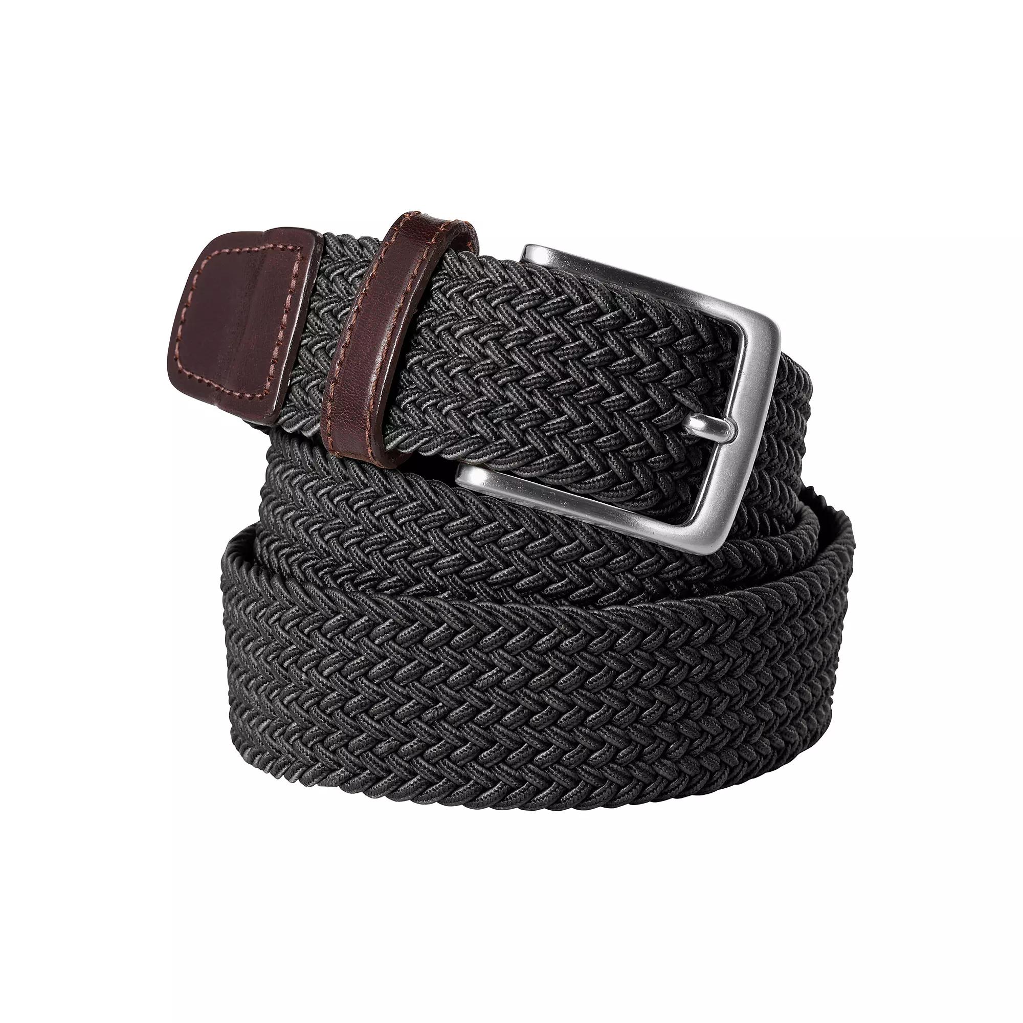 Men's Lands' End Elastic Braid Leather Trim Belt,  Product Image