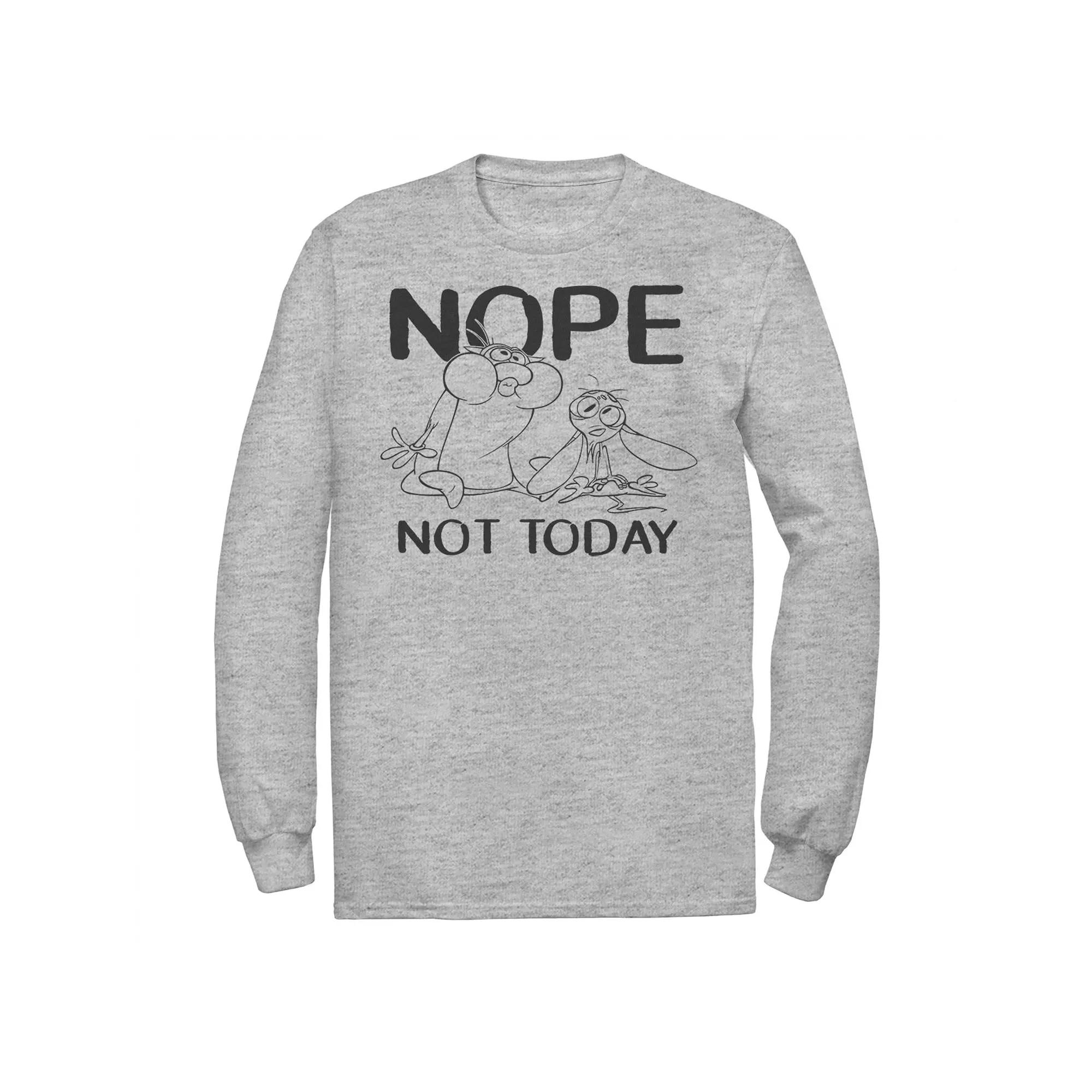 Men's Nickelodeon Ren And Stimpy Nope Not Today Sketch Long Sleeve Graphic Tee,  Product Image