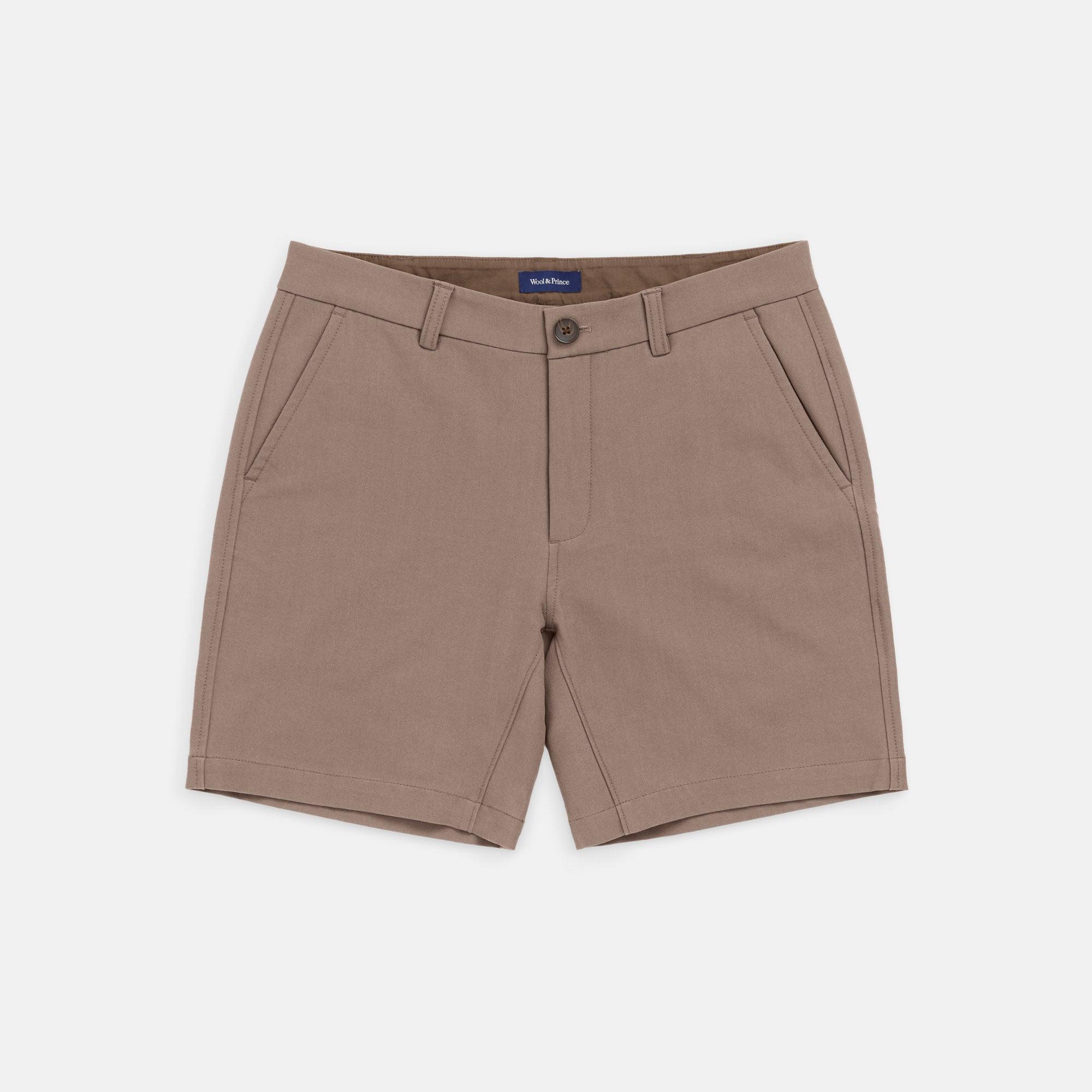 Merino Wool Stretch Canvas Shorts | Walnut Product Image