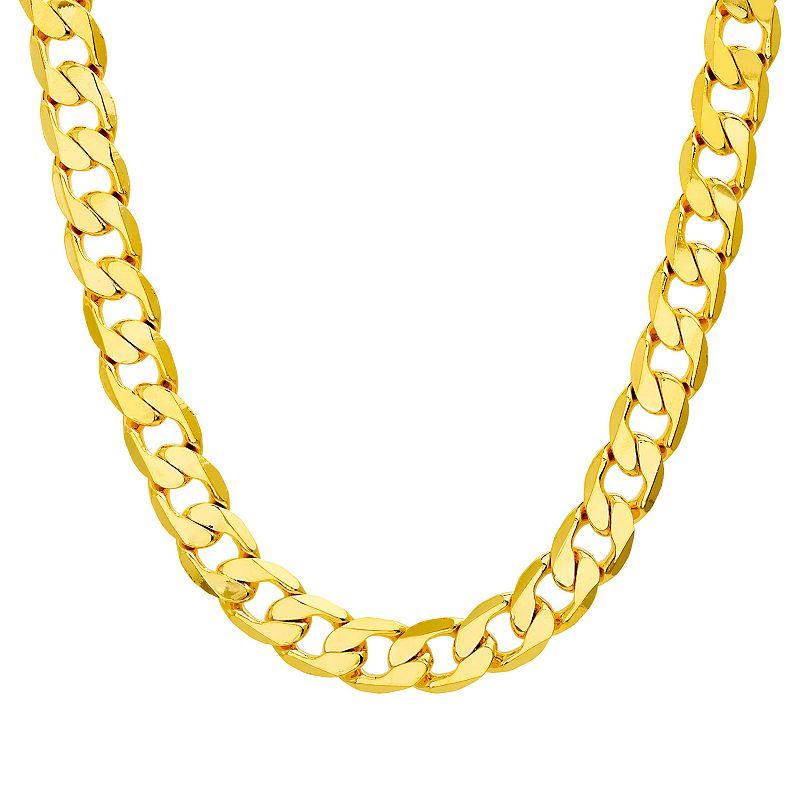 Men's 14k Gold Plated 12 mm Curb Chain Necklace,  Product Image
