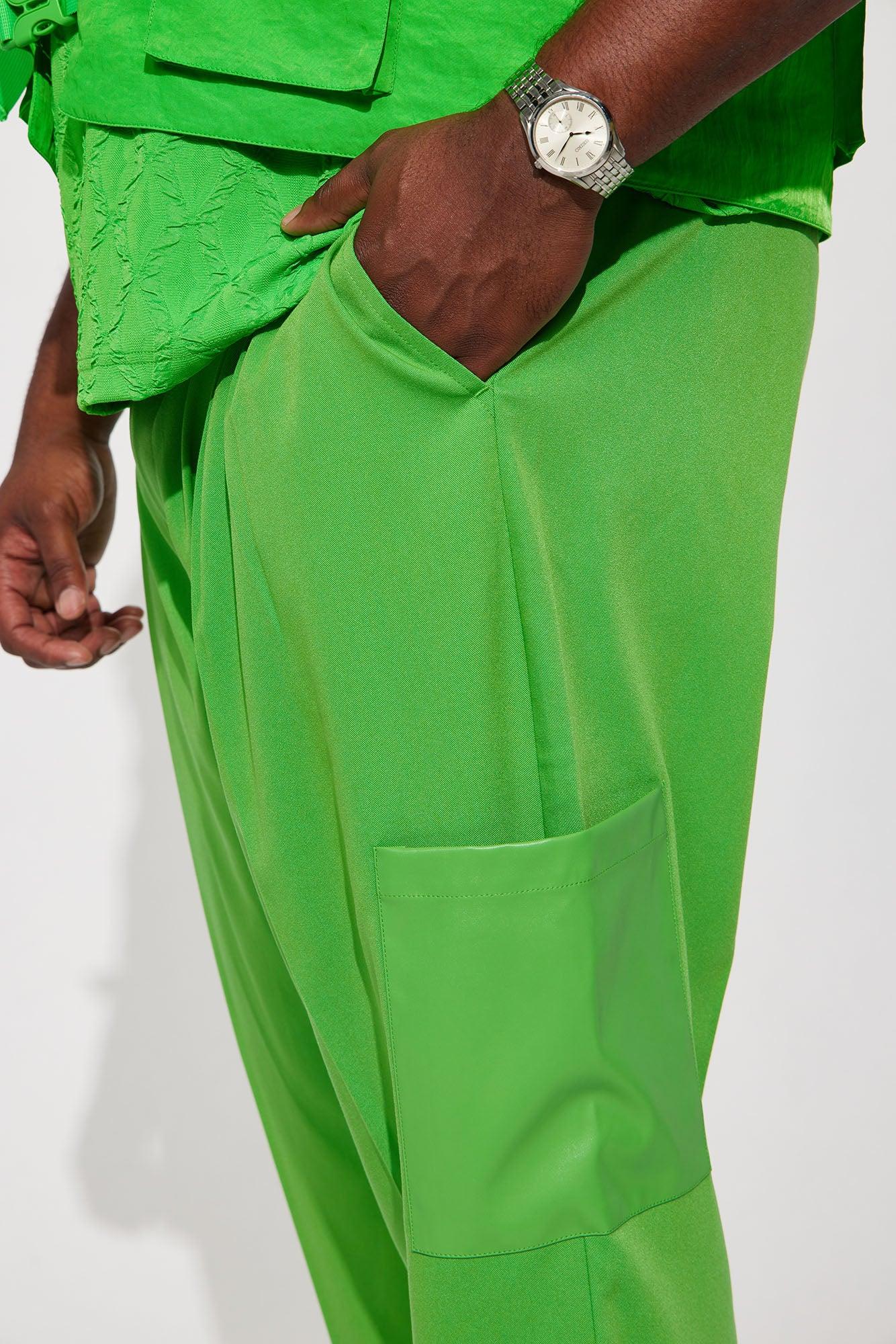 Rodeo PU Pocket Gabardine Slim Trousers - Green Product Image