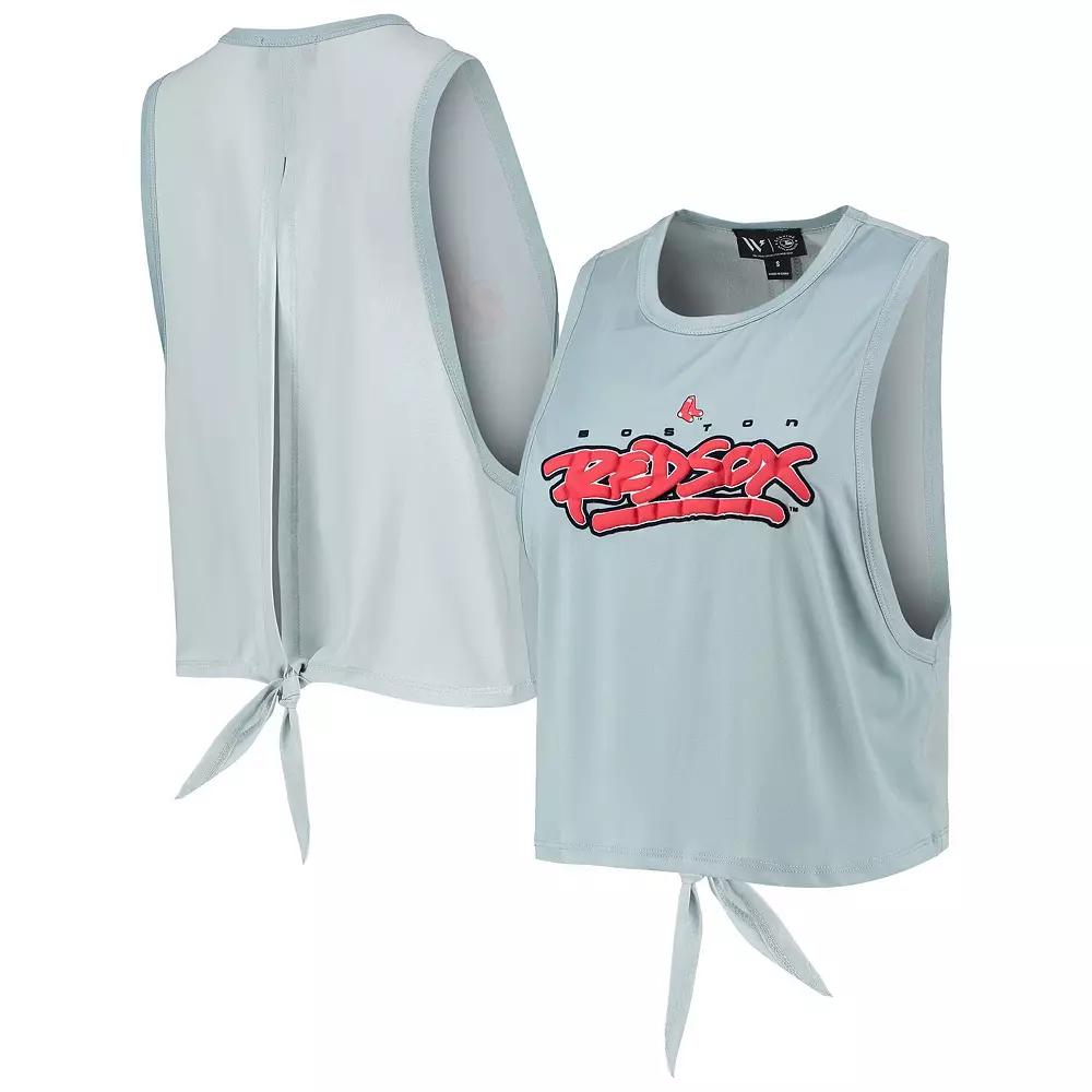 Women's The Wild Collective Light Blue Boston Red Sox Open Back Twist-Tie Tank Top, Size: Small Product Image