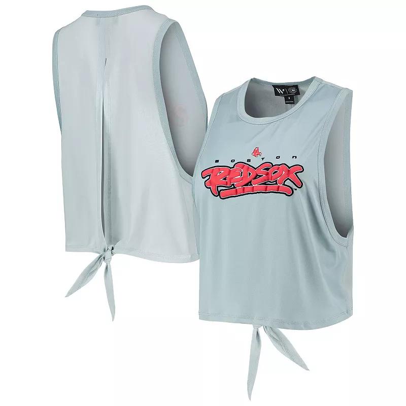 Women's The Wild Collective Light Blue Boston Red Sox Open Back Twist-Tie Tank Top, Size: Small Product Image