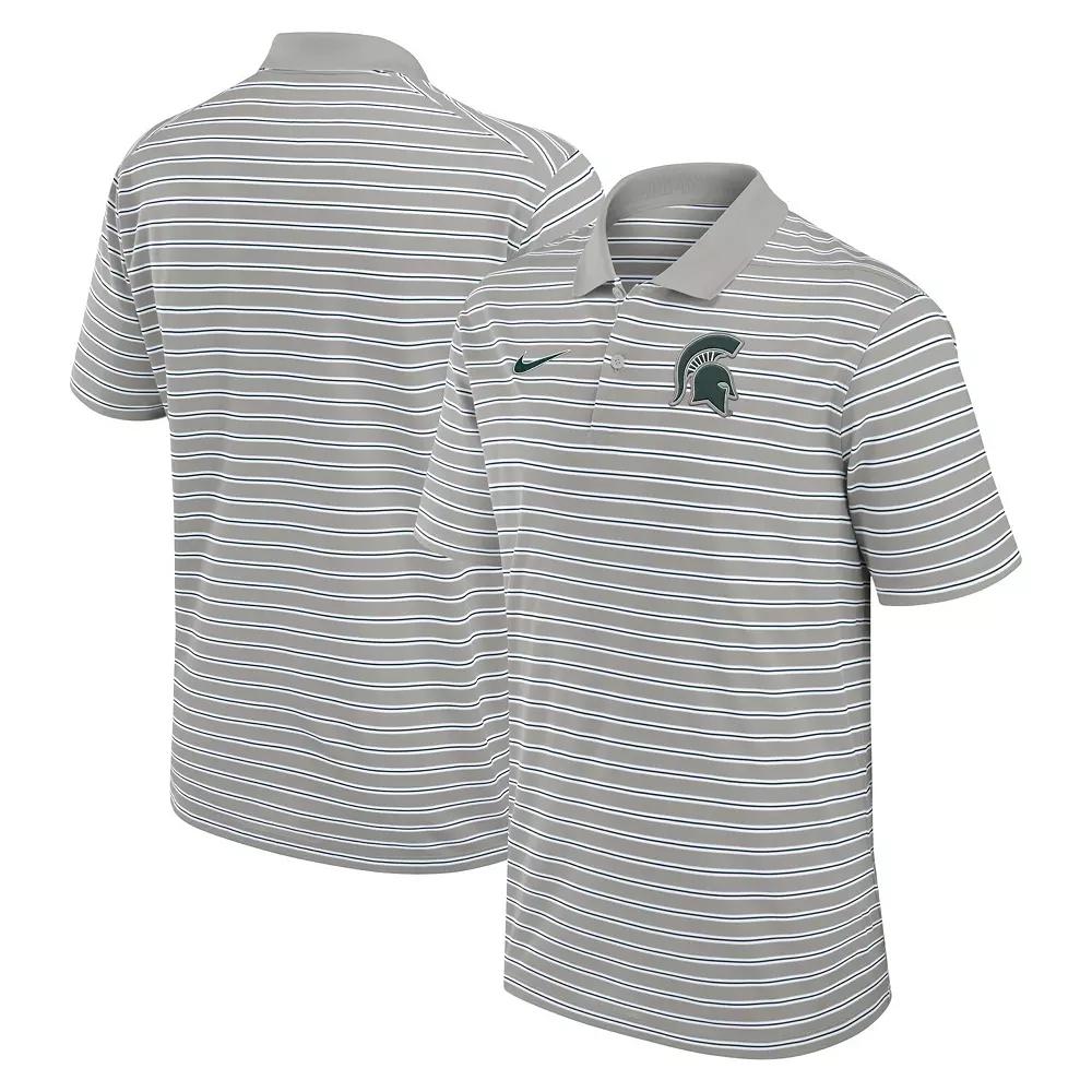 Men's Nike Pewter/White Michigan State Spartans Primetime Victory Striped Performance Polo,  Product Image