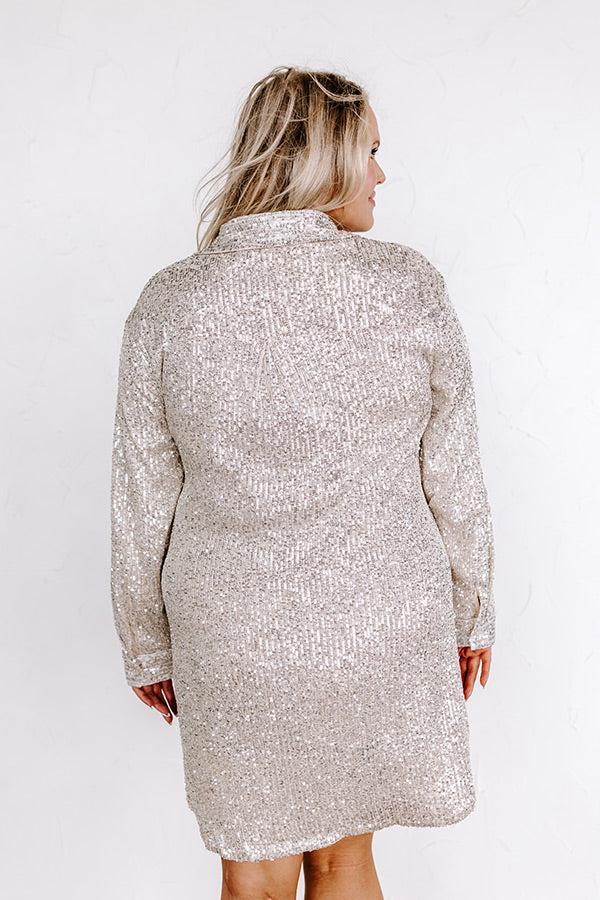 Center Stage Sweetheart Sequin Dress in Champagne Curves Product Image