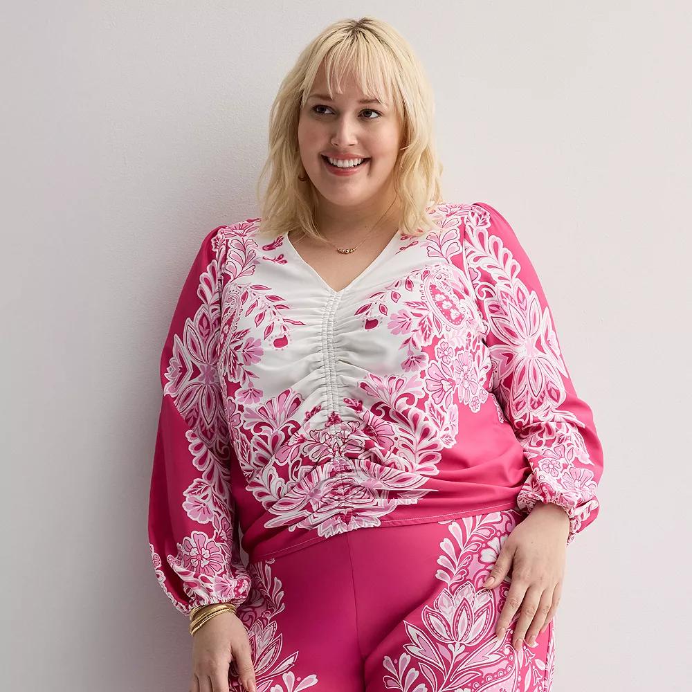 Plus Size INTEMPO™ Cinched Middle Top, Women's, Size: 2XL, Pink Product Image