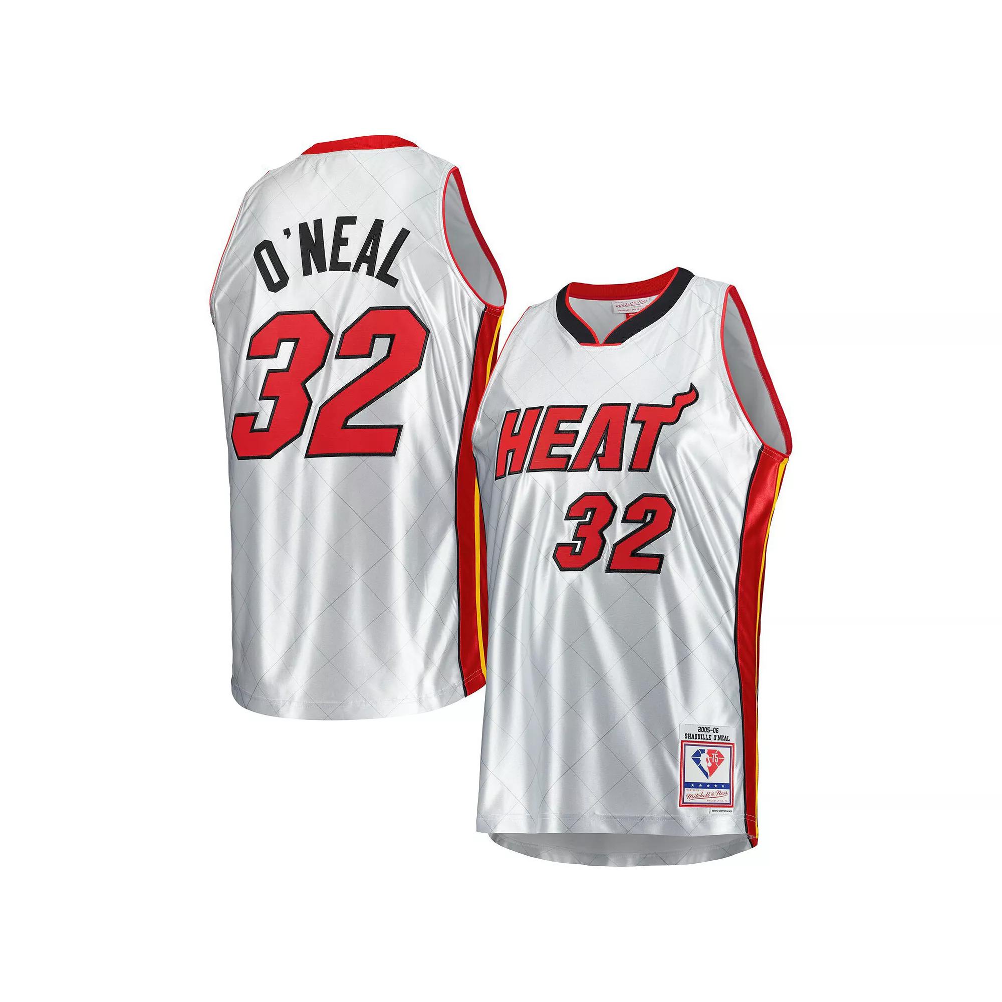 Men's Mitchell & Ness Shaquille O'Neal Platinum Miami Heat 2005/06 Hardwood Classics 75th Anniversary Swingman Jersey, Size: Medium, Team Product Image
