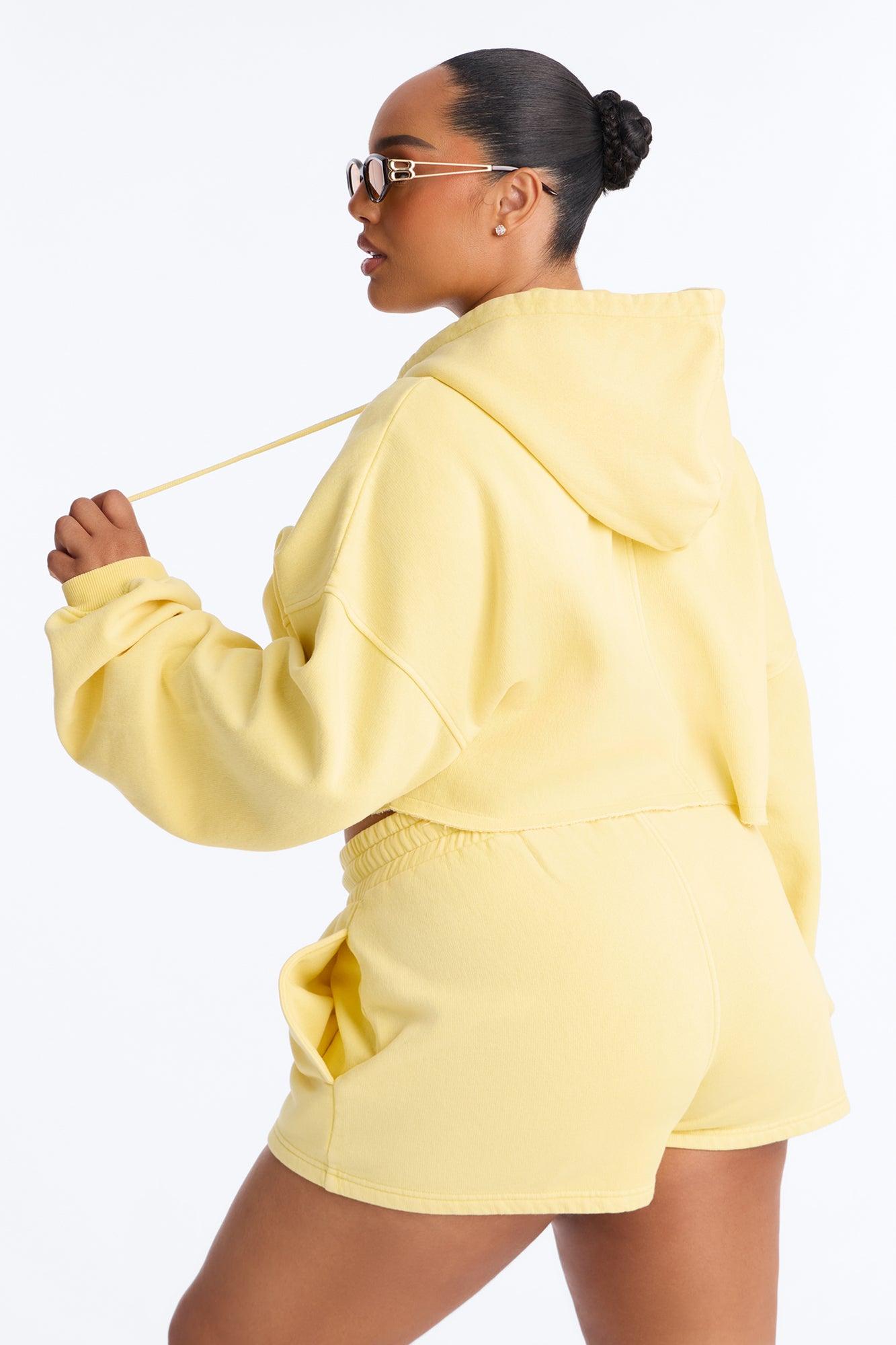 On The Go Washed Short Set - Yellow Female Product Image