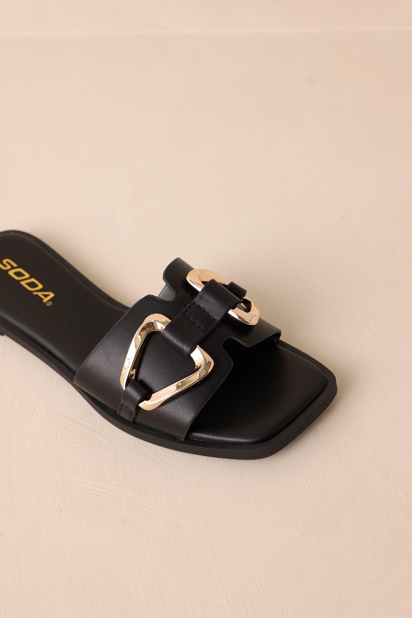 Stepping Stones Black & Gold Sandals Product Image