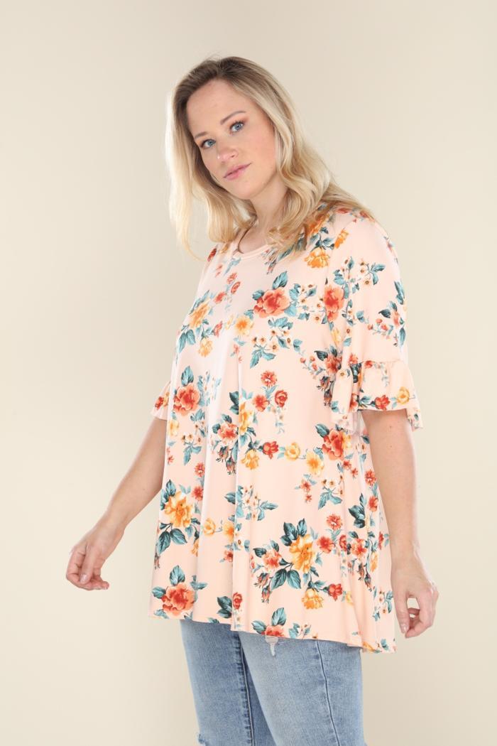 Plus Size Floral Flare Tunic Product Image