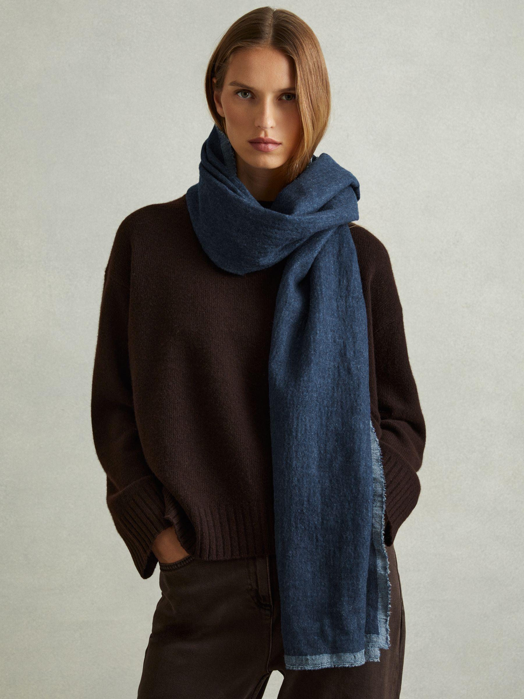 Wool Two-Tone Scarf in Blue Product Image