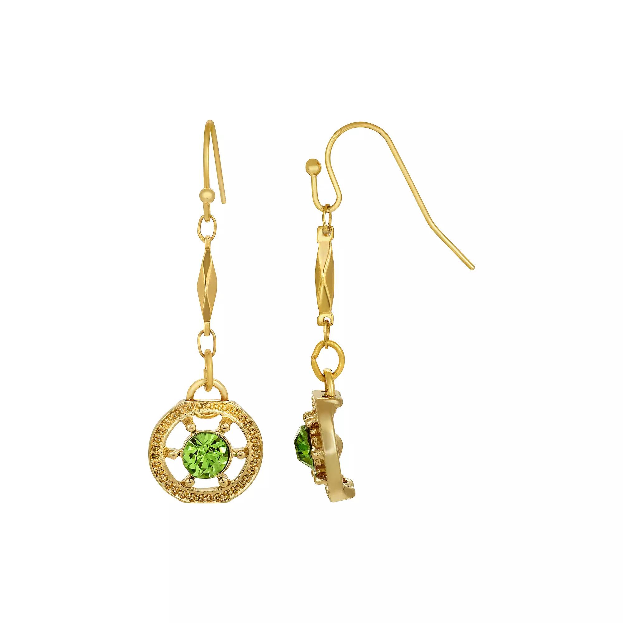 1928 Gold Tone Drop Earring, Womens, Green Product Image