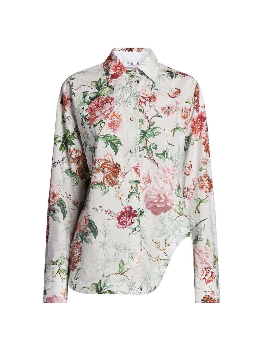 Womens Floral Cotton Shirt Product Image
