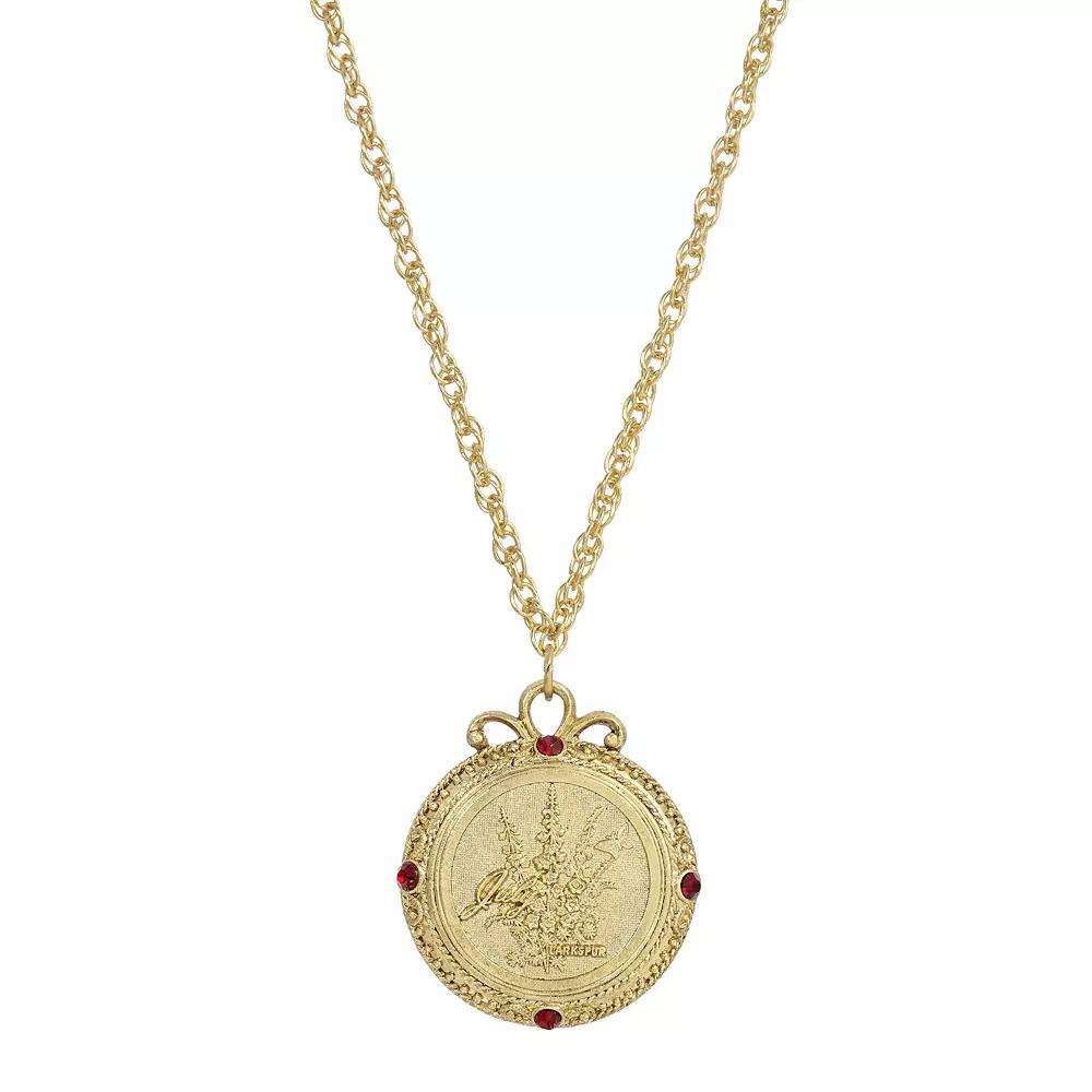 1928 Gold Tone Flower of the Month Pendant Necklace, Womens, July Product Image