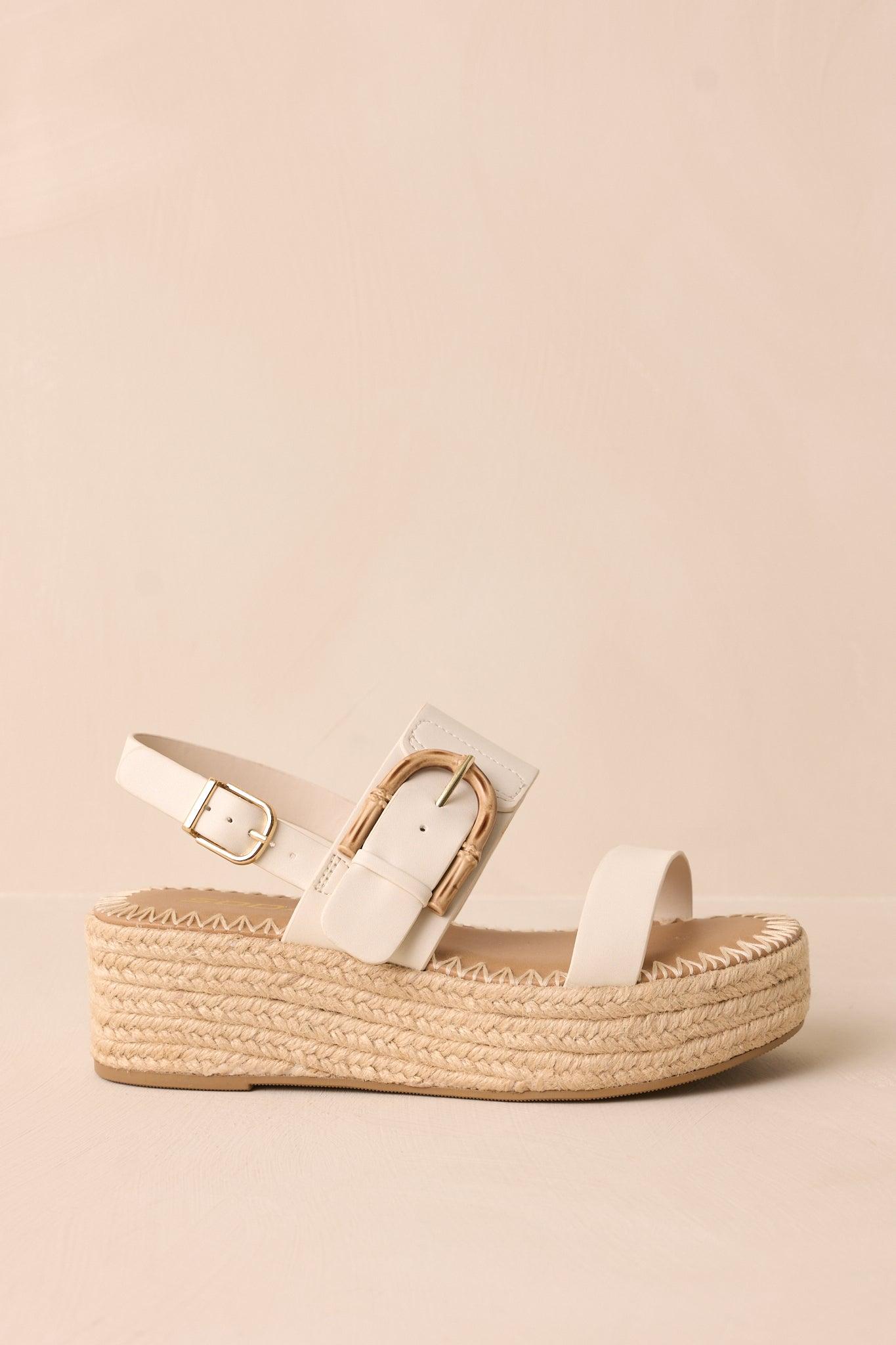 Warm Breeze Ivory Espadrille Platform Sandals Product Image