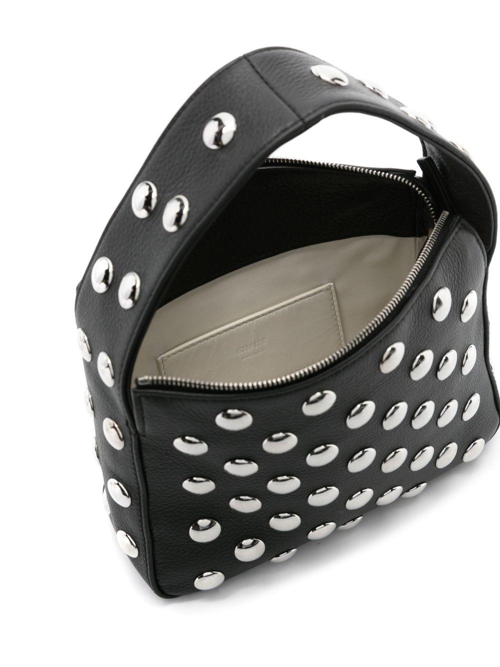 KHAITE Elena Small Studded Textured-leather Shoulder Bag In Black Product Image