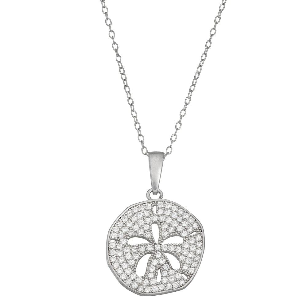 Sterling Silver Cubic Zirconia Sand Dollar Pendant Necklace, Women's, Size: 18" Product Image